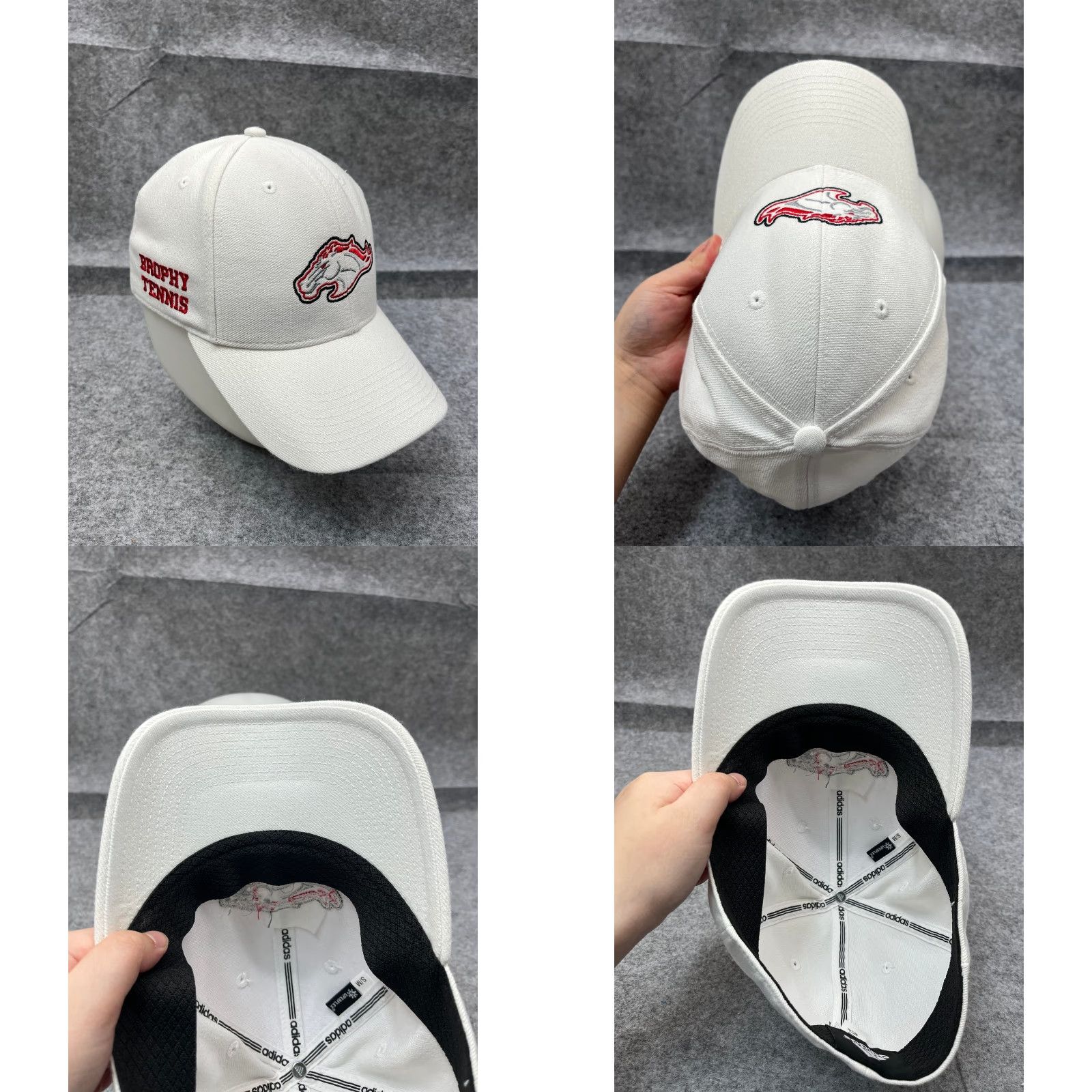 Adidas Brophy Tennis Broncos Adidas Hat Cap Fitted Adult Medium White Poly Blend NHL Shirt Cap Adidas Hat Caps Baseball Cap Mens White Nike Shirt? Size ONE SIZE - 8 Thumbnail