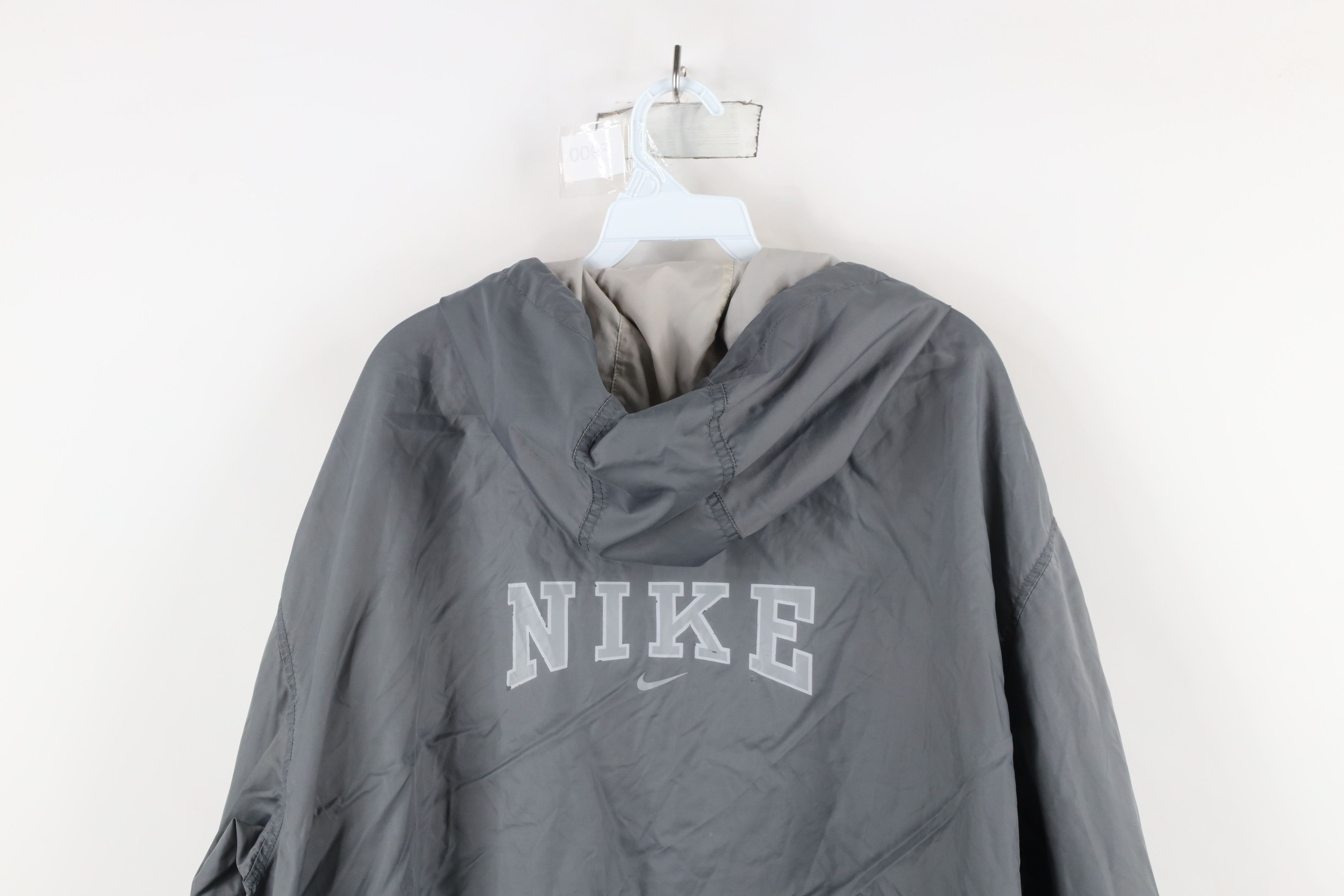 Nike × Vintage Vintage 90s Nike Scott Mini Swoosh Lined Hooded Jacket Gray Size US XXL / EU 58 / 5 - 17 Thumbnail