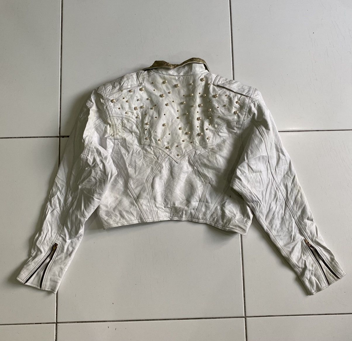 Other UK Vintage 80s Suede Cropped seditionaries White Jackets Size L / US 10 / IT 46 - 2 Thumbnail