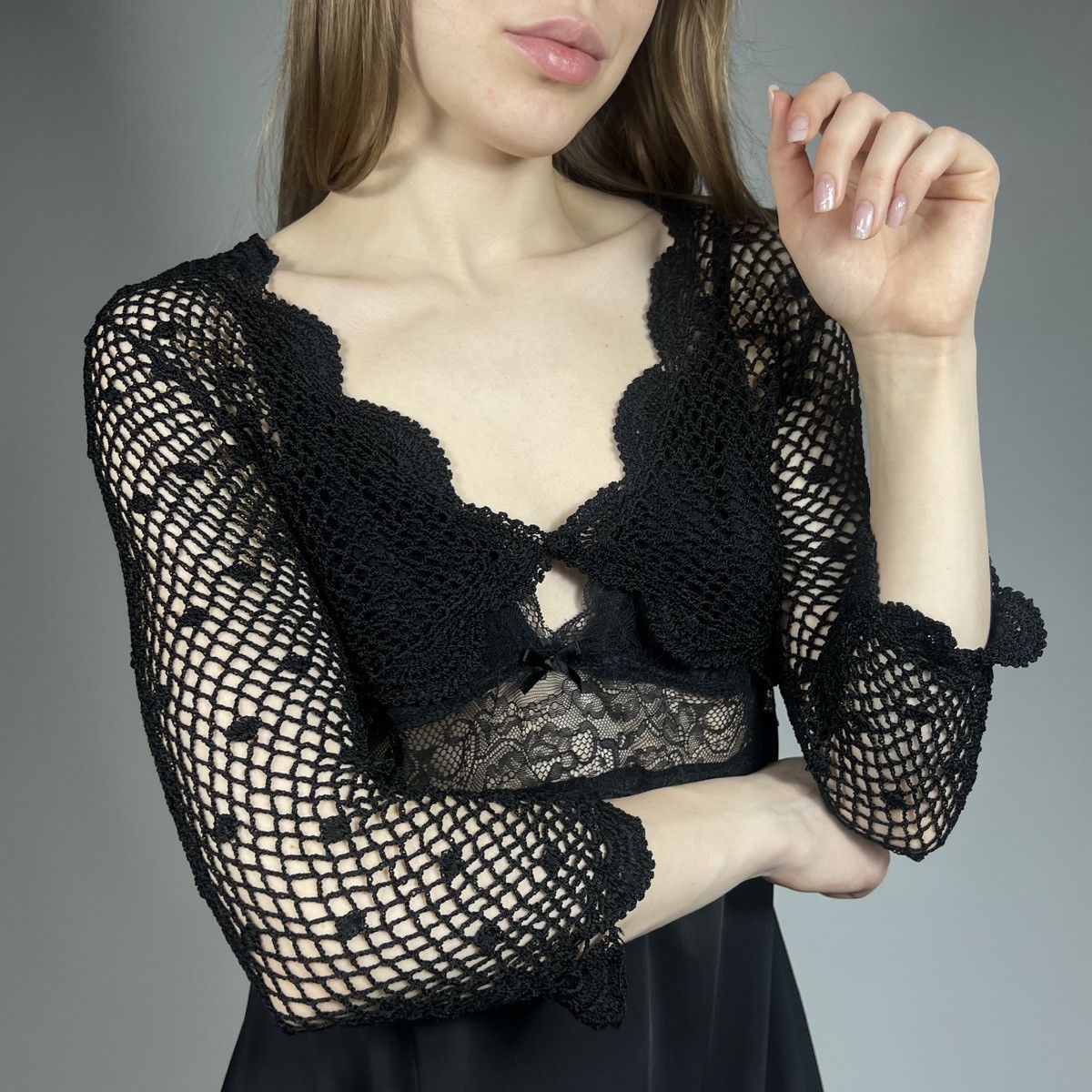 Japanese Brand Vintage Y2K Japanese Knitted Mesh Retro Style Cardigan Size S / US 4 / IT 40 - 2 Thumbnail