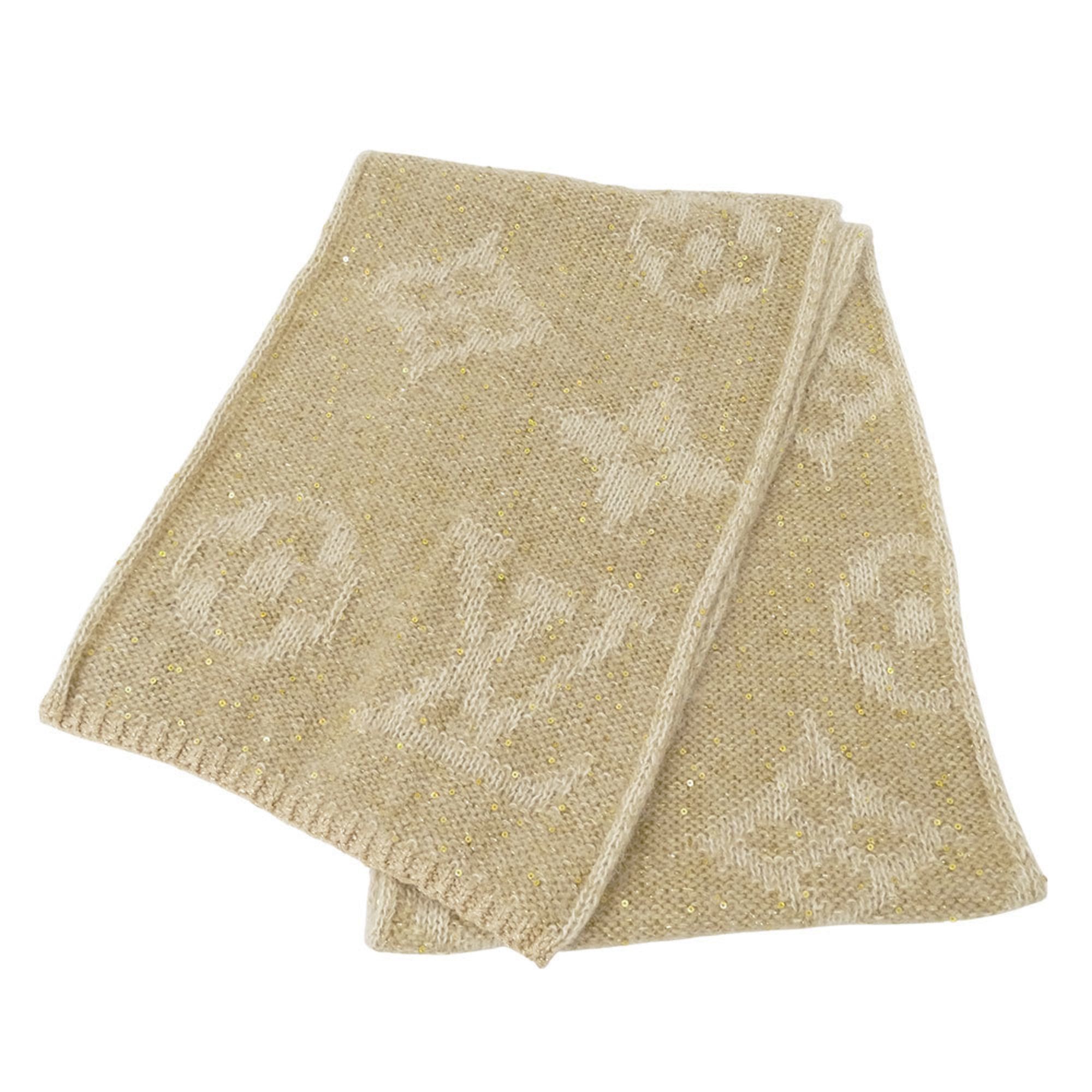 Louis Vuitton Louis Vuitton Women's Scarf, Mohair with Echarpe Monogram Glitter, Beige, M74741, Winter, Stylish, Sequins, Logo Size ONE SIZE - 1 Thumbnail