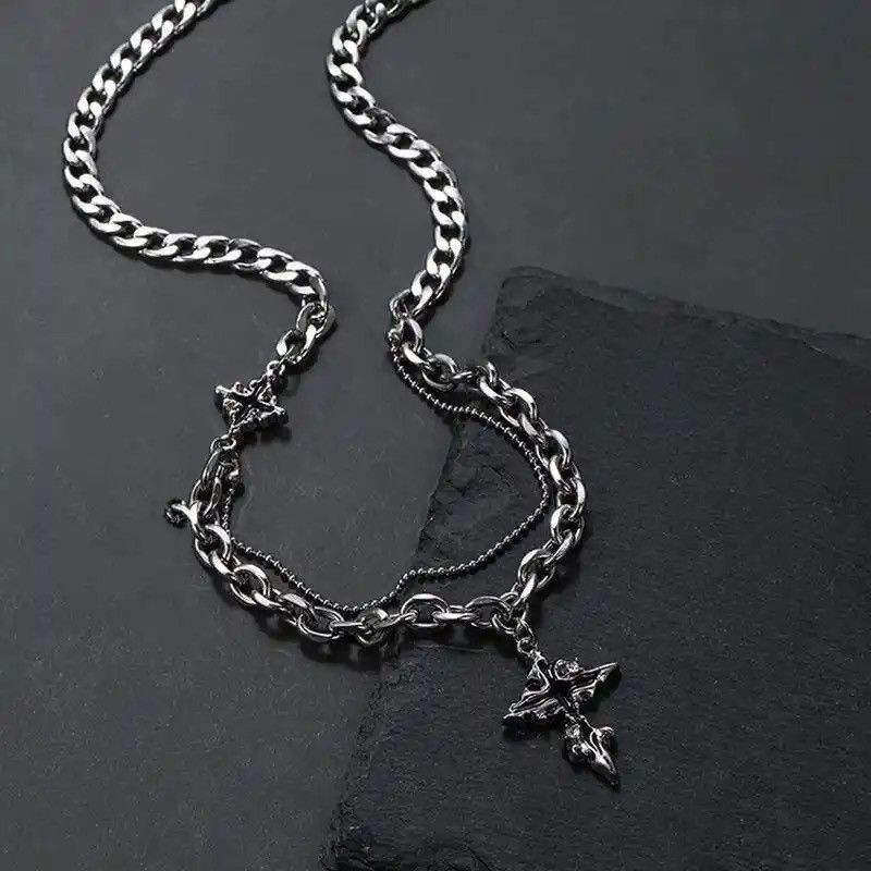 Jewelry × Vintage Punk Black Flame Cross Necklace Size ONE SIZE - 4 Thumbnail