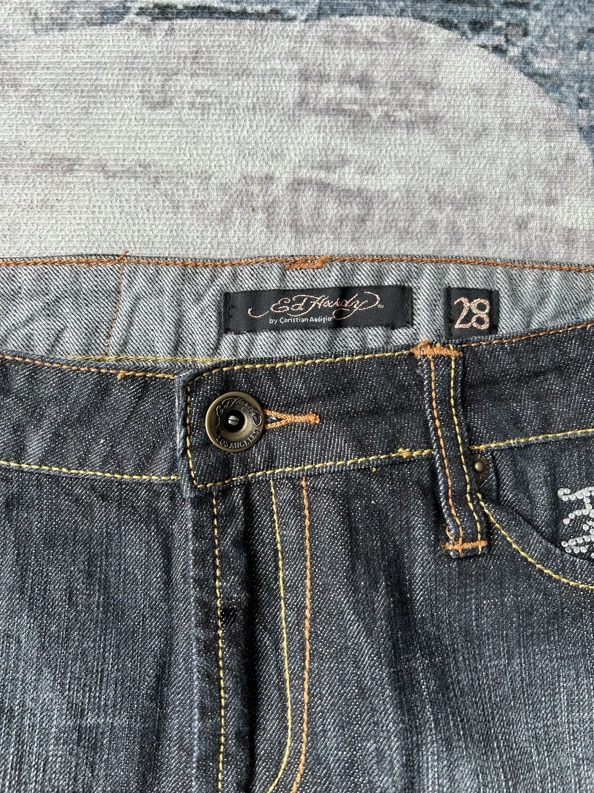 Ed Hardy Ed Hardy Rhinestone Jeans Skirt Size 33" - 12 Thumbnail