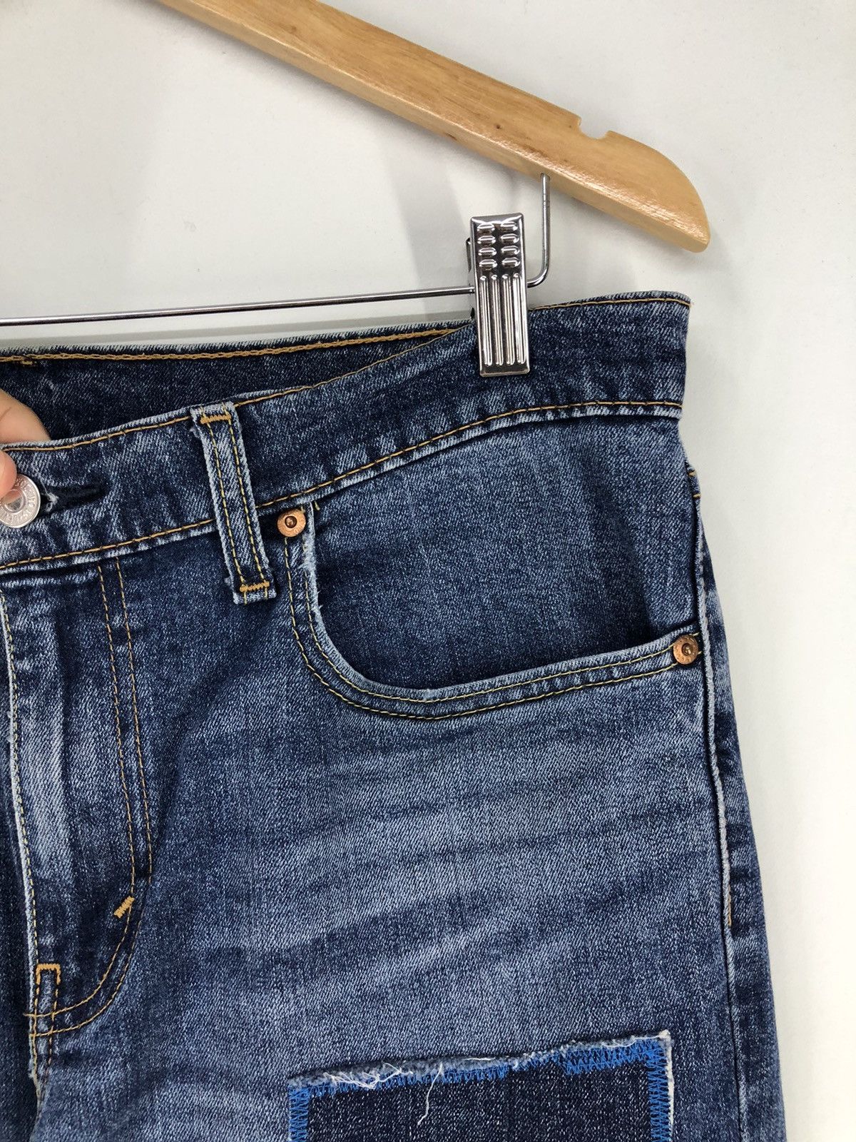Levi's Vintage Levis 511 Patchwork Distressed Faded Blue Jeans Size US 34 / EU 50 - 5 Thumbnail