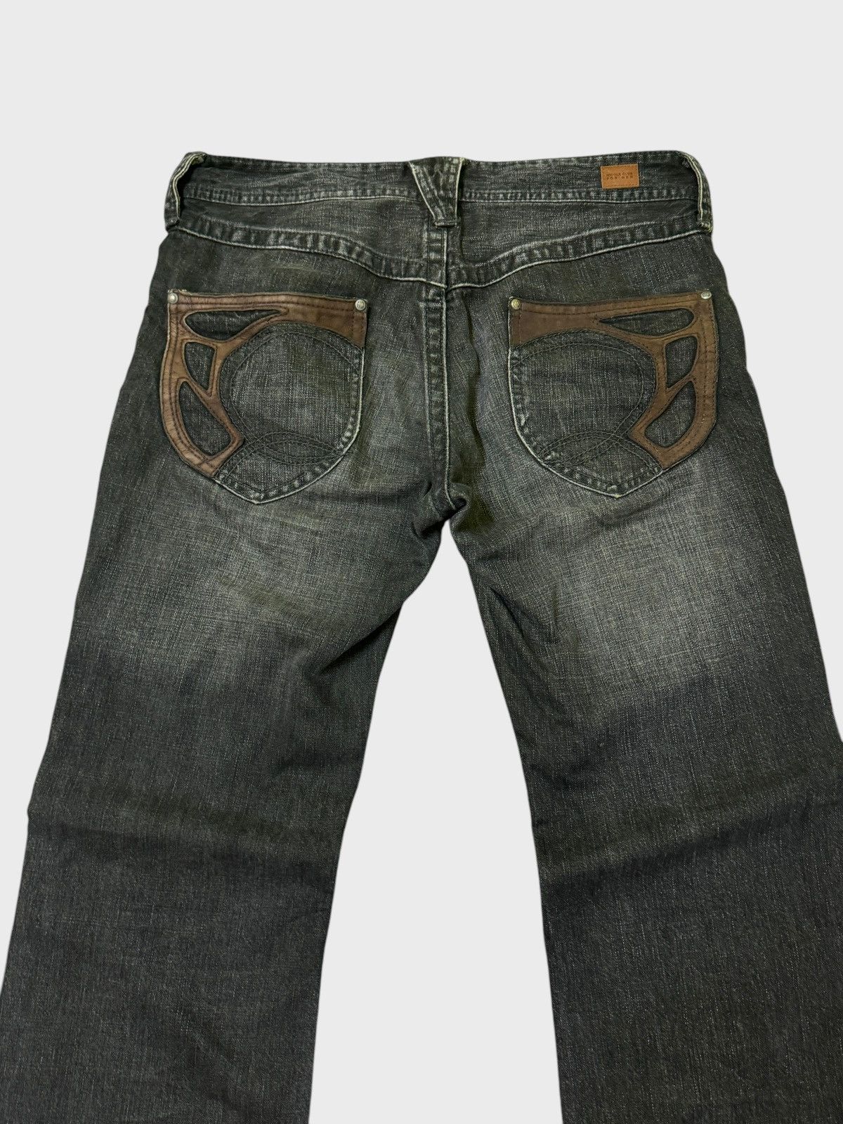 5351 POUR LES HOMMES FLARED NICOLE CLUB FOR MEN DISTRESSED WITH LEATHER DENIM Size US 32 / EU 48 - 12 Thumbnail