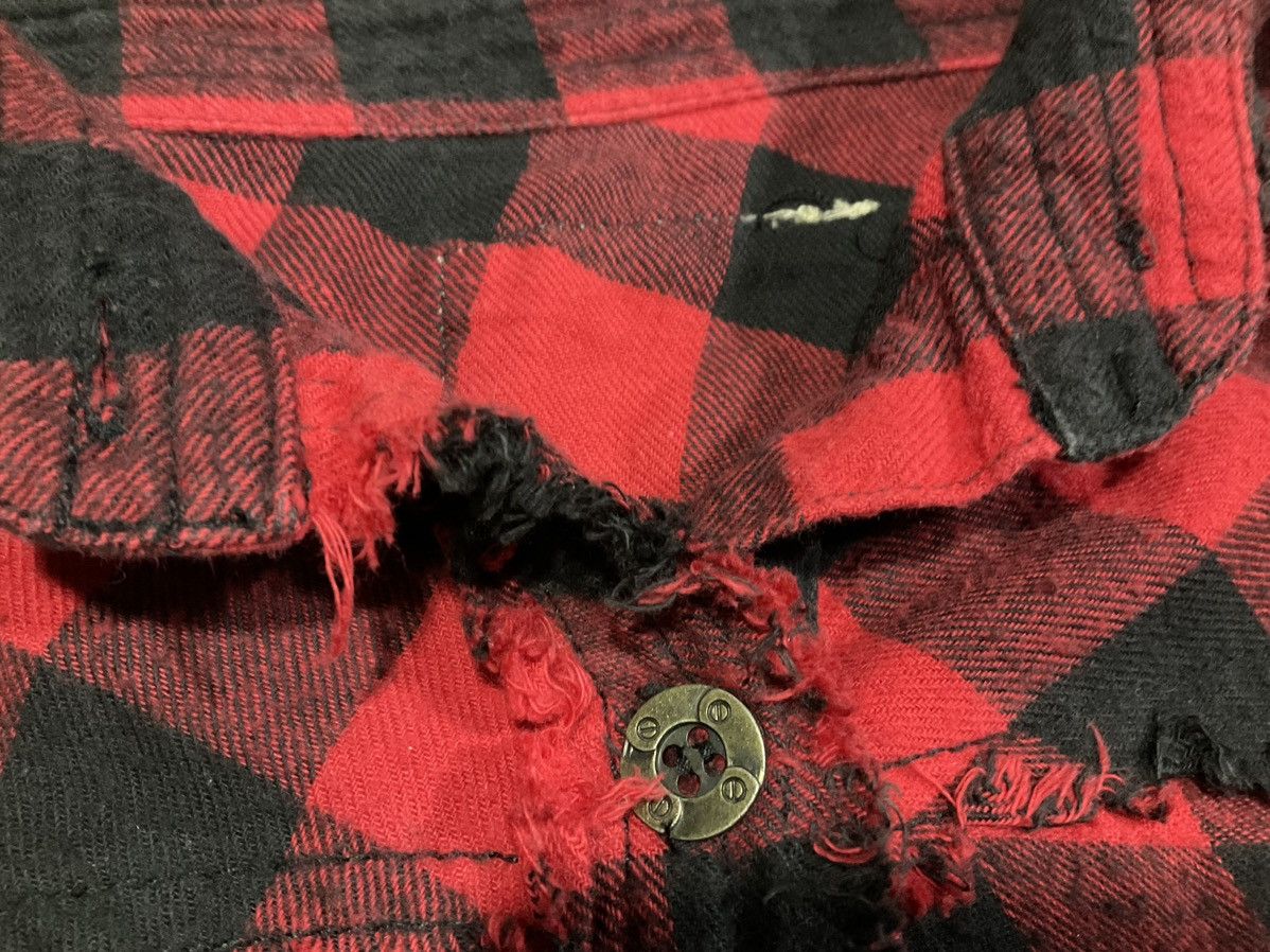 🔥Sick Y2K Edge Line Fringed Frayed Flannel Shirt