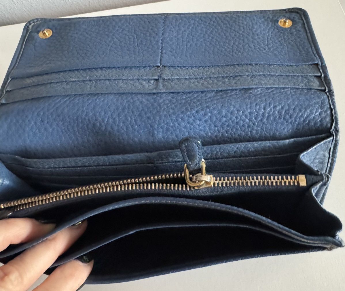 Prada PRADA Blue Teal Blue Leather Women's Continental Flap Wallet Size ONE SIZE - 7 Thumbnail