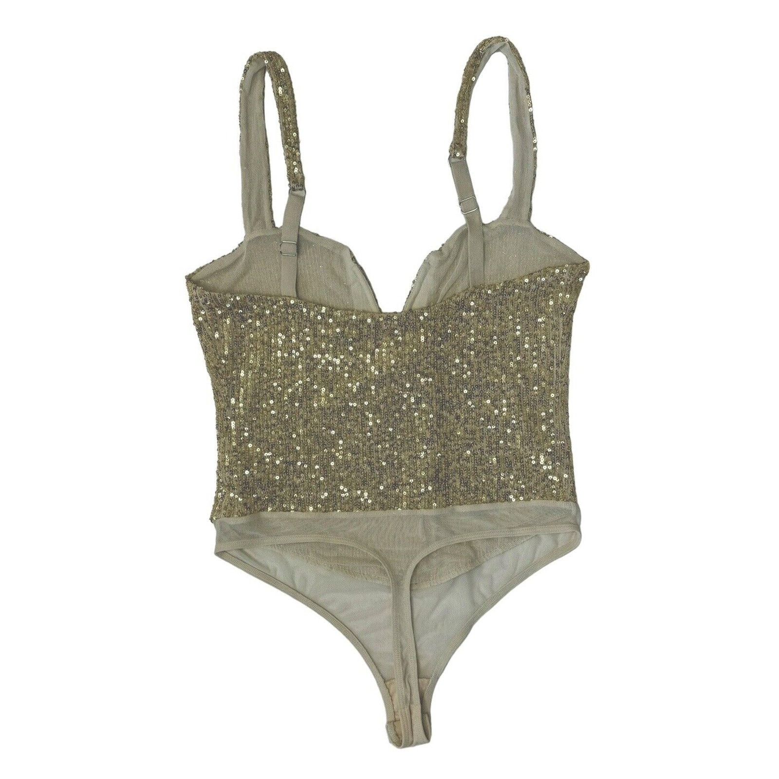 Free People INTIMATELY FREE PEOPLE Sparks Fly Gold Sequin Bodysuit Size M / US 6-8 / IT 42-44 - 8 Thumbnail
