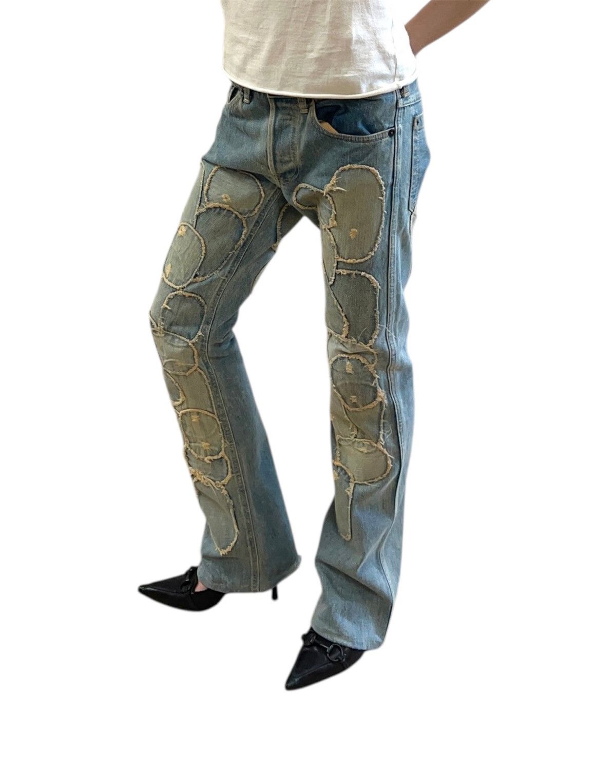 Cosmic Wonder Rare🔥1999 Cosmic Wonder ‘MADONNA’ Patchwork Distressed Denim Size 30" / US 8 / IT 44 - 2 Thumbnail