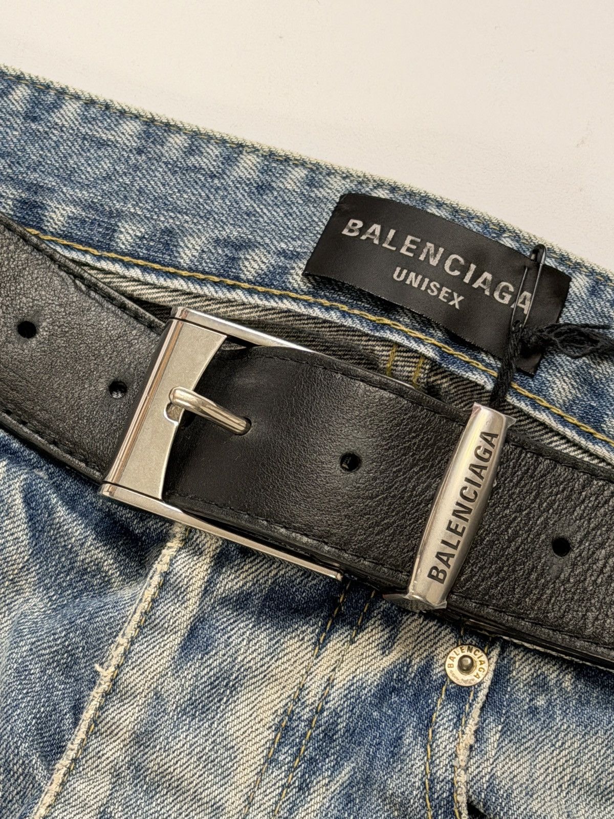 Balenciaga Balenciaga Integrated Belt Washed Blue Denim Pants Size US 28 / EU 44 - 7 Thumbnail