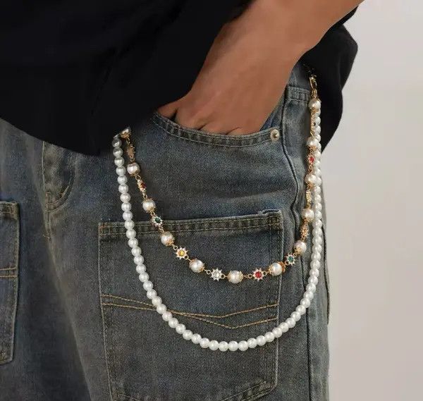 VIBE Exquisite Imitation Pearl Keychain Wallet Belt Chain Size ONE SIZE - 7 Thumbnail
