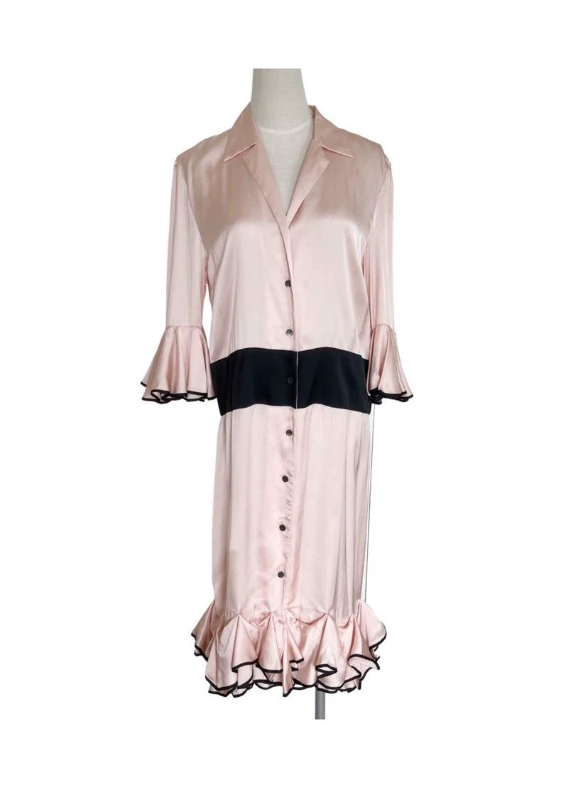 Dries Van Noten DRIES VAN NOTEN size:36 A mid-sleeved dress with pink ruff Size S / US 4 / IT 40 - 1 Thumbnail