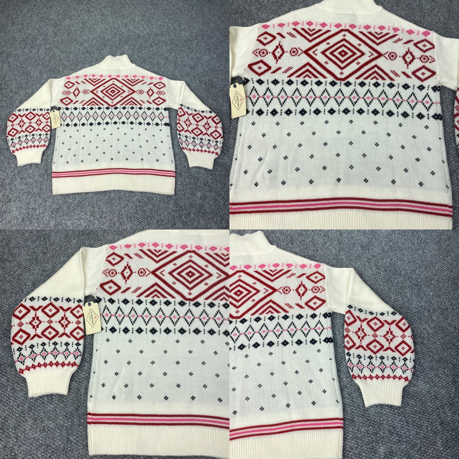 Vintage St Johns Bay Womens Sweater XS Ivory Snowflake Christmas Holiday Balloon Sleeve Pullover Size XS / US 0-2 / IT 36-38 - 9 Thumbnail