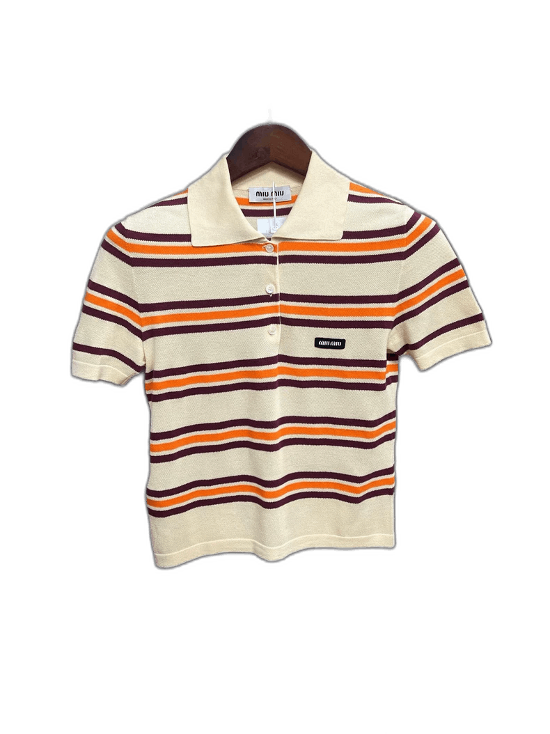Miu Miu Miu Miu Striped Short Sleeve Polo | Grailed
