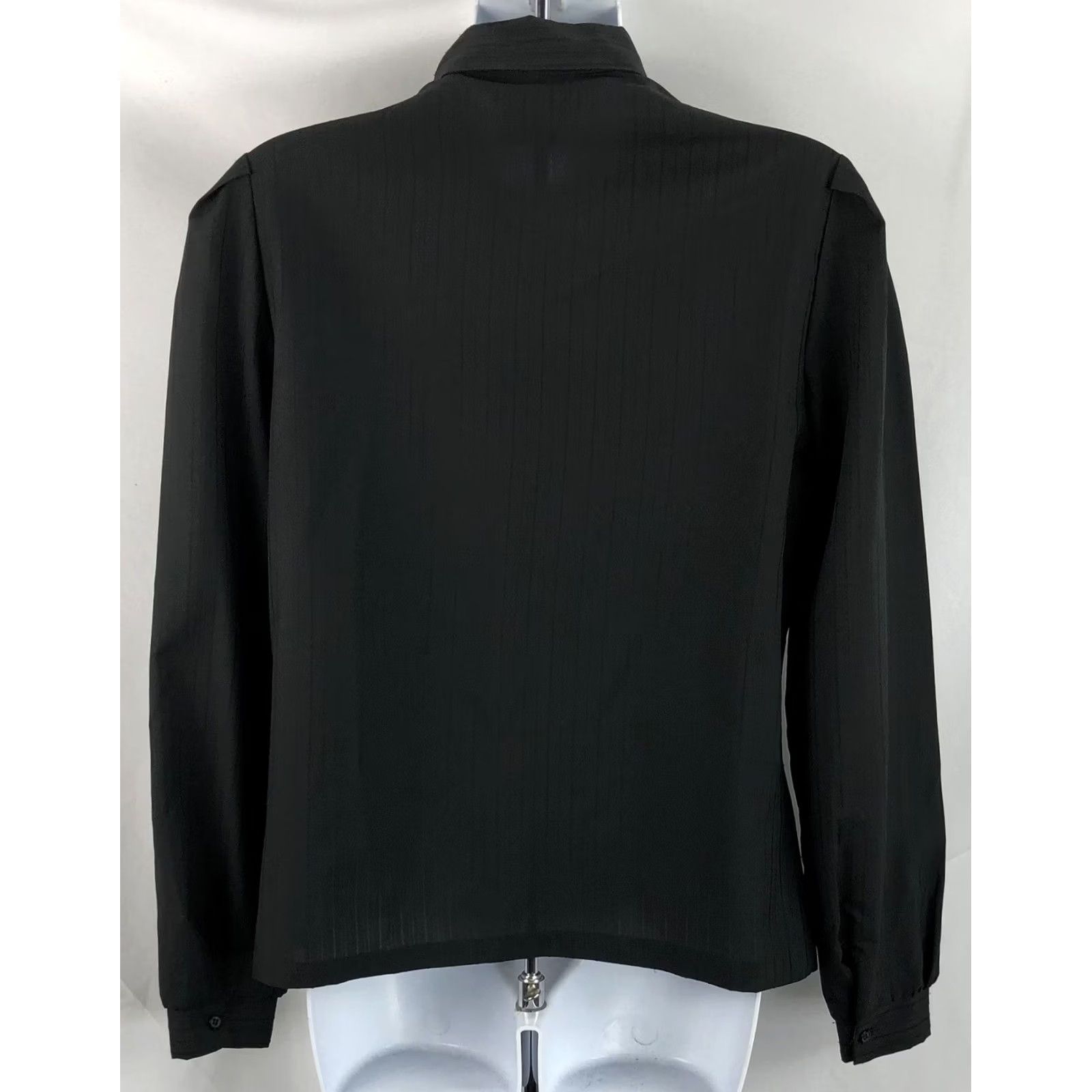 Vintage VINTAGE Ship n Shore Blouse Black Puff Sleeve Removable Collar Bow Victorian Gothic Vampire Shirt Womens 8 Black Size M / US 6-8 / IT 42-44 - 3 Thumbnail