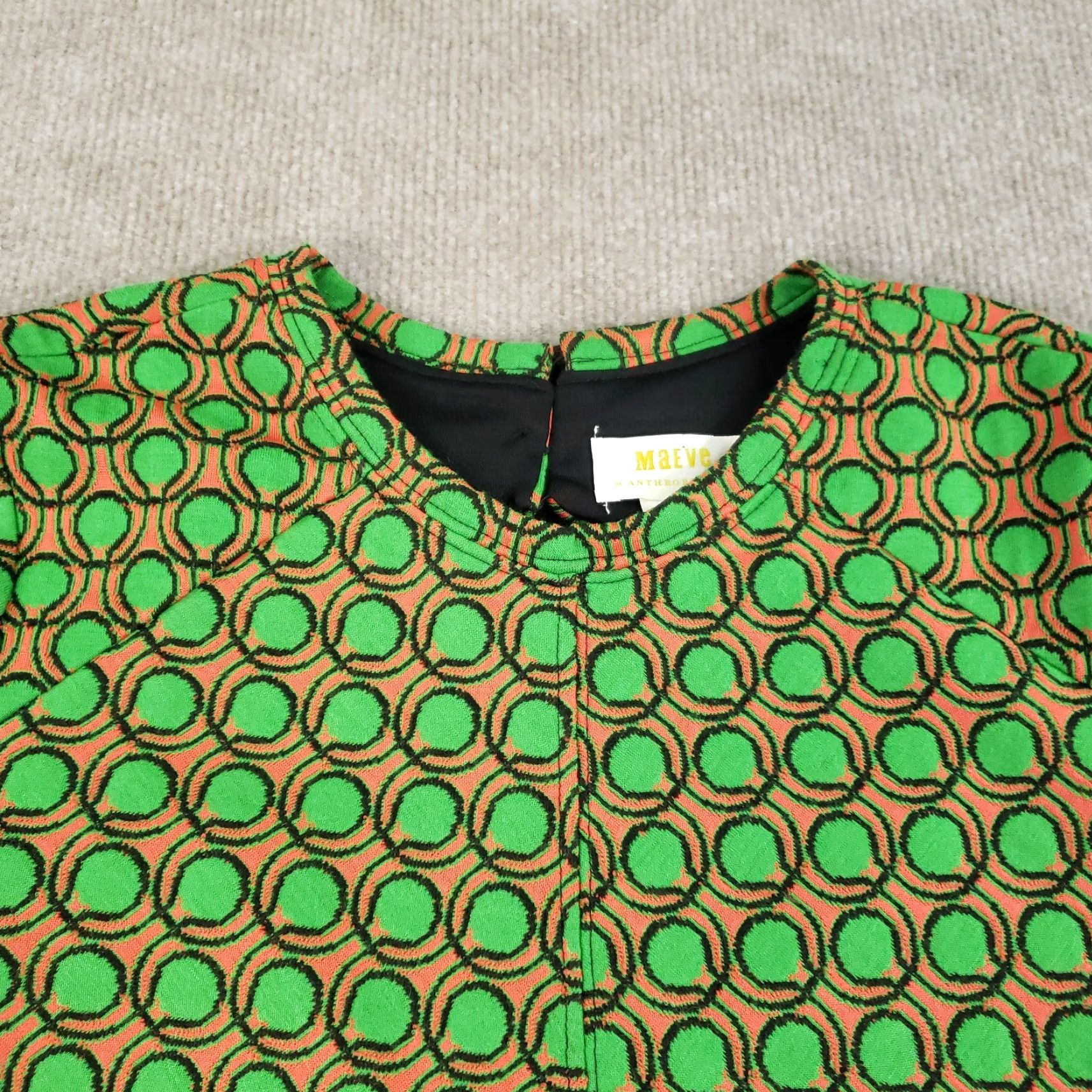 Anthropologie Maeve Anthropologie Dress Women S Green Orange Jacquard Cutout Shift Mini Bohemian Colorful 90s? Size S / US 4 / IT 40 - 7 Thumbnail