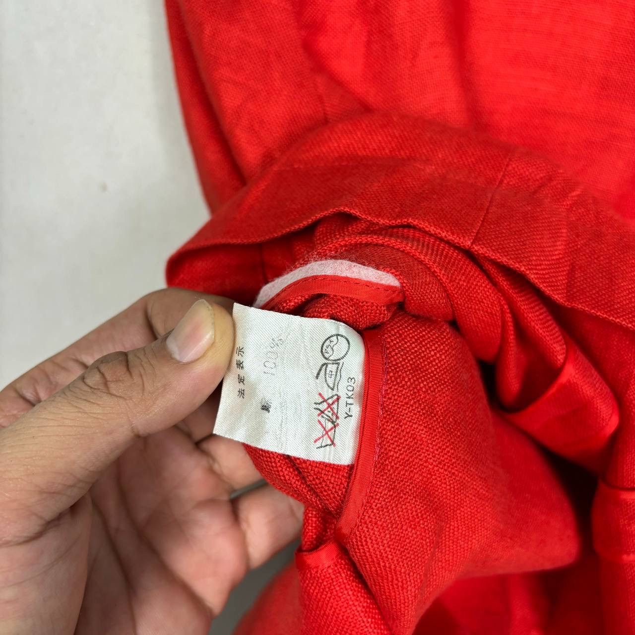 Christian Dior Monsieur Christian Dior Vintage 90s Red Linen Cropped Jacket Blouse M Size M / US 6-8 / IT 42-44 - 5 Thumbnail