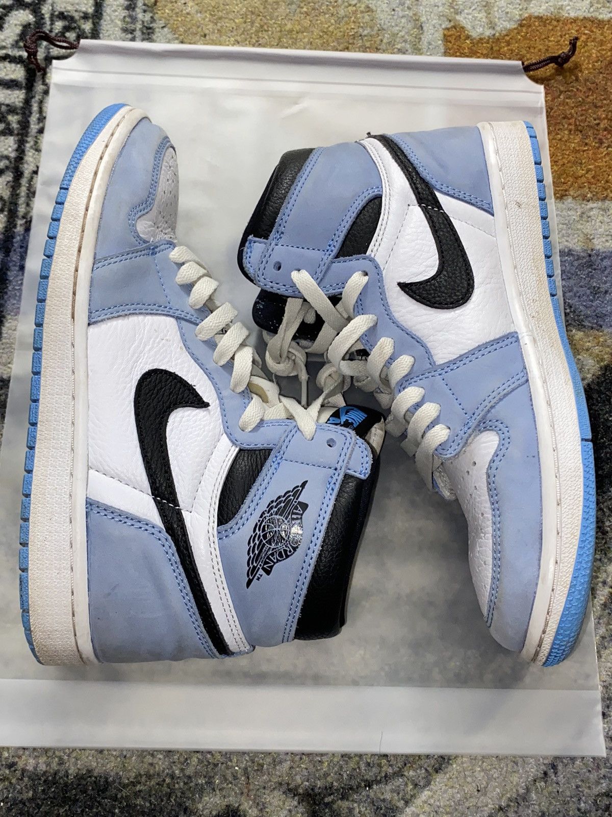 image of Jordan Nike Jordan 1 Retro High OG University Blue Shoes in Blue White, Men's (Size 8)