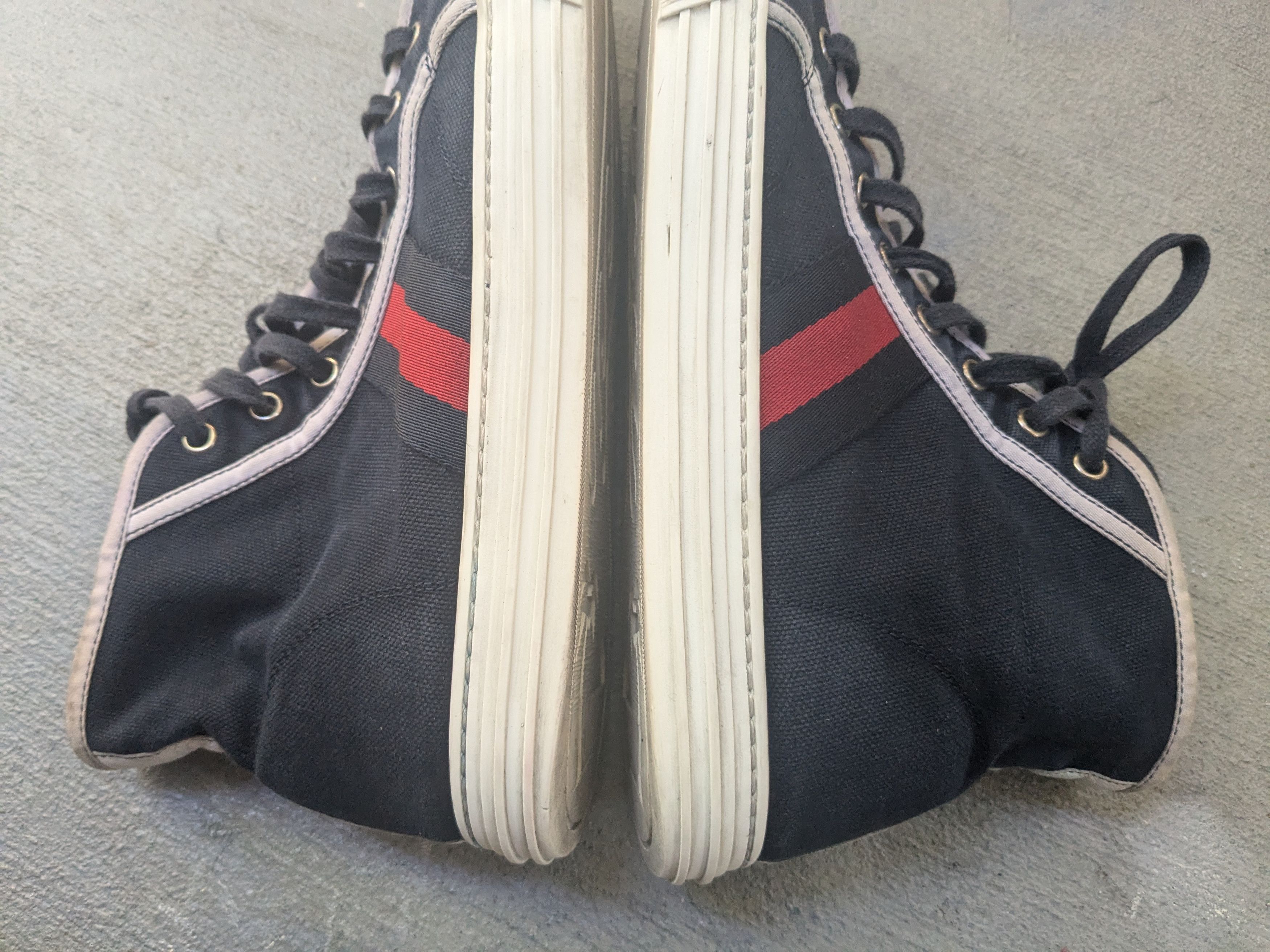 Gucci Gucci Sneakers Navy Blue 9.5 Canvas High Top Leather Size US 9.5 / EU 42-43 - 8 Thumbnail