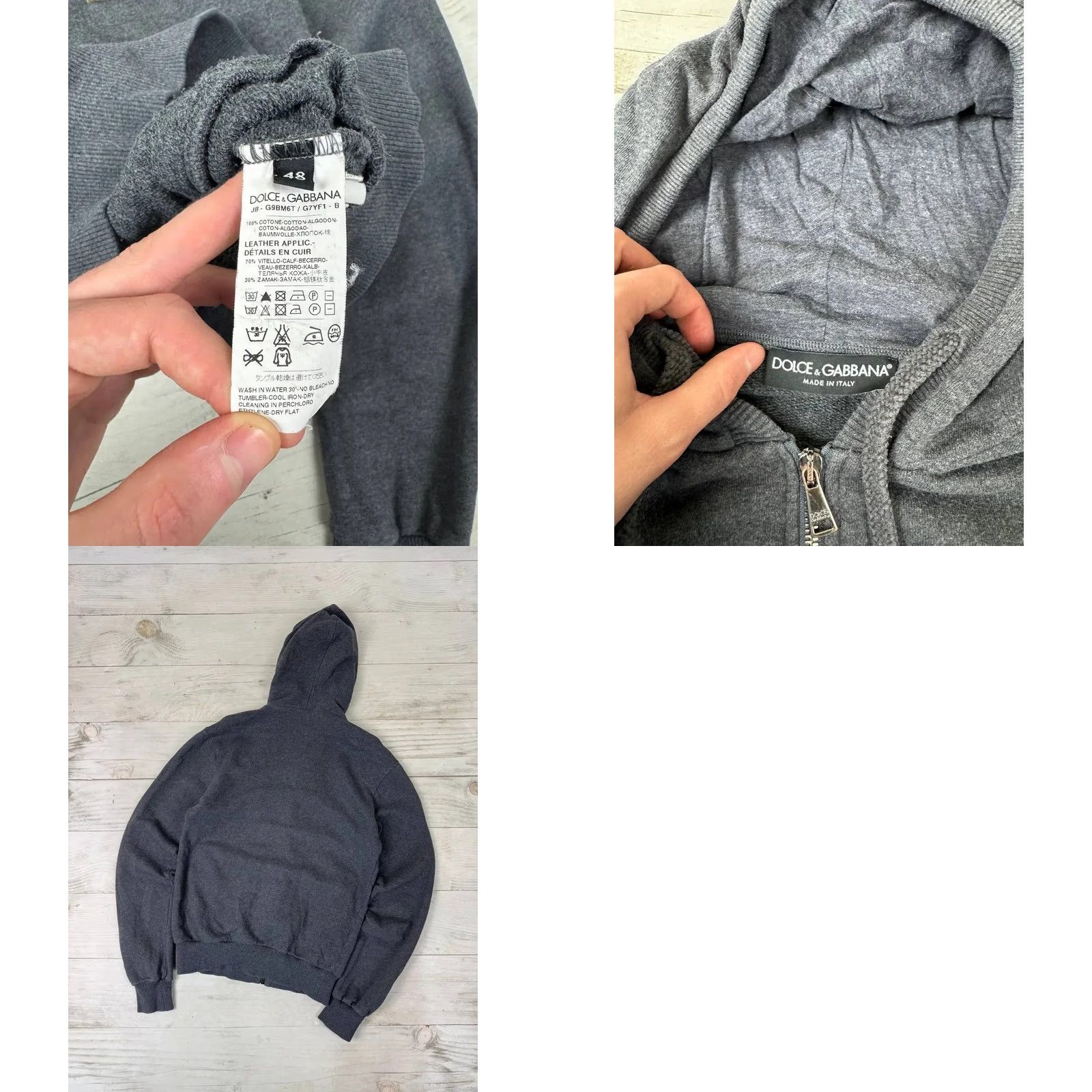 Dolce & Gabbana VINTAGE Dolce&Gabbana Logo Hoodie DG Full Zip Men Sz M gray Size US M / EU 48-50 / 2 - 8 Thumbnail