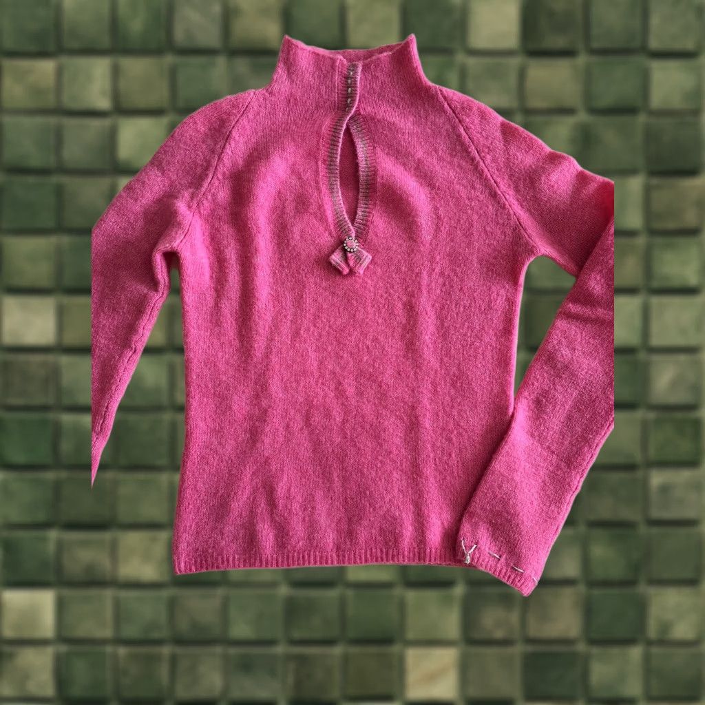 Free People VINTAGE Free People sweater Womens Small pink Wool knit top Keyhole Neck Y2K Coquette Marie Antoinette 90s style Womens Size S / US 4 / IT 40 - 1 Thumbnail