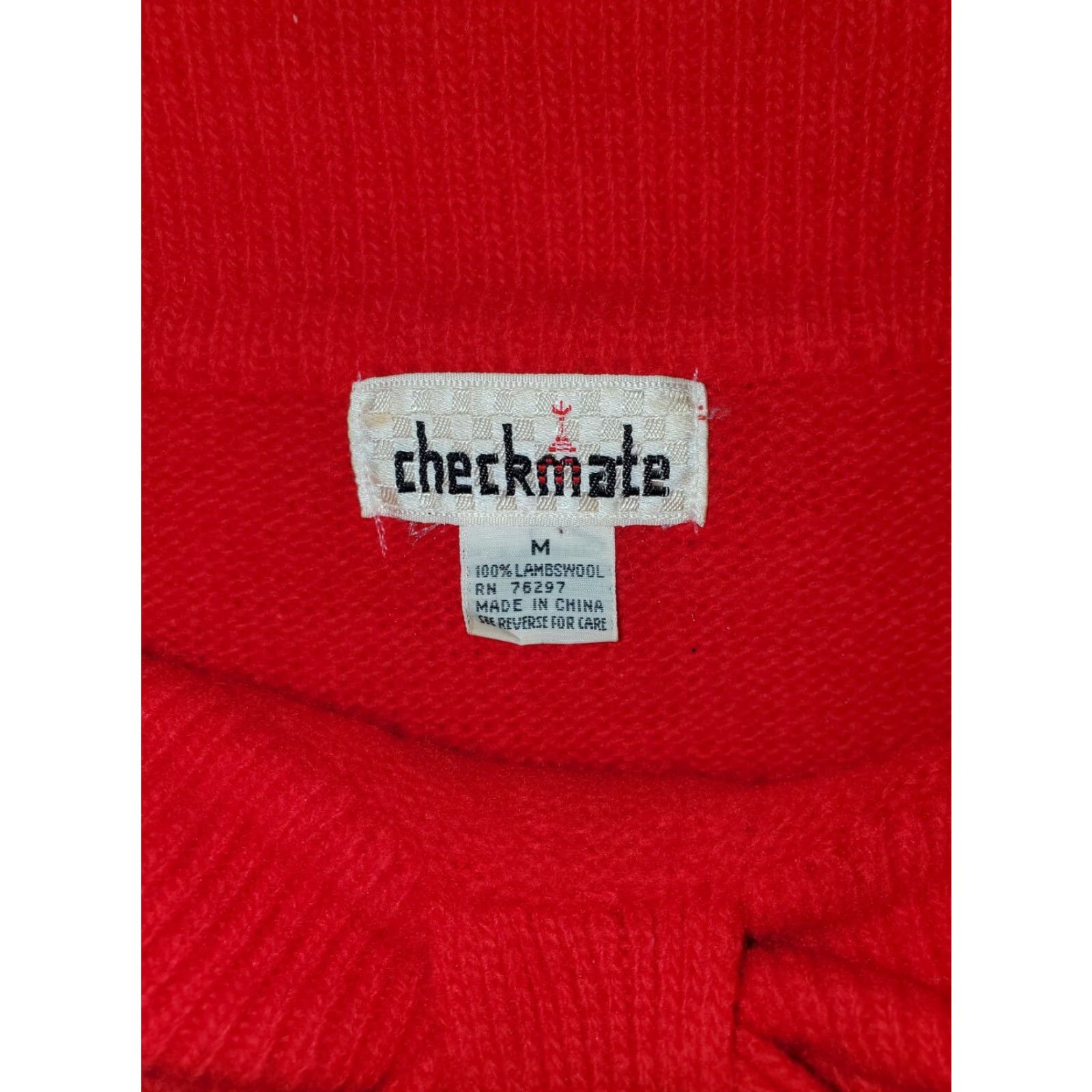 Vintage VINTAGE Checkmate Sweater Womens Size M 100% Lambs Wool Red 80s 100% Lambs Wool EUC Hong Kong Size M / US 6-8 / IT 42-44 - 3 Thumbnail
