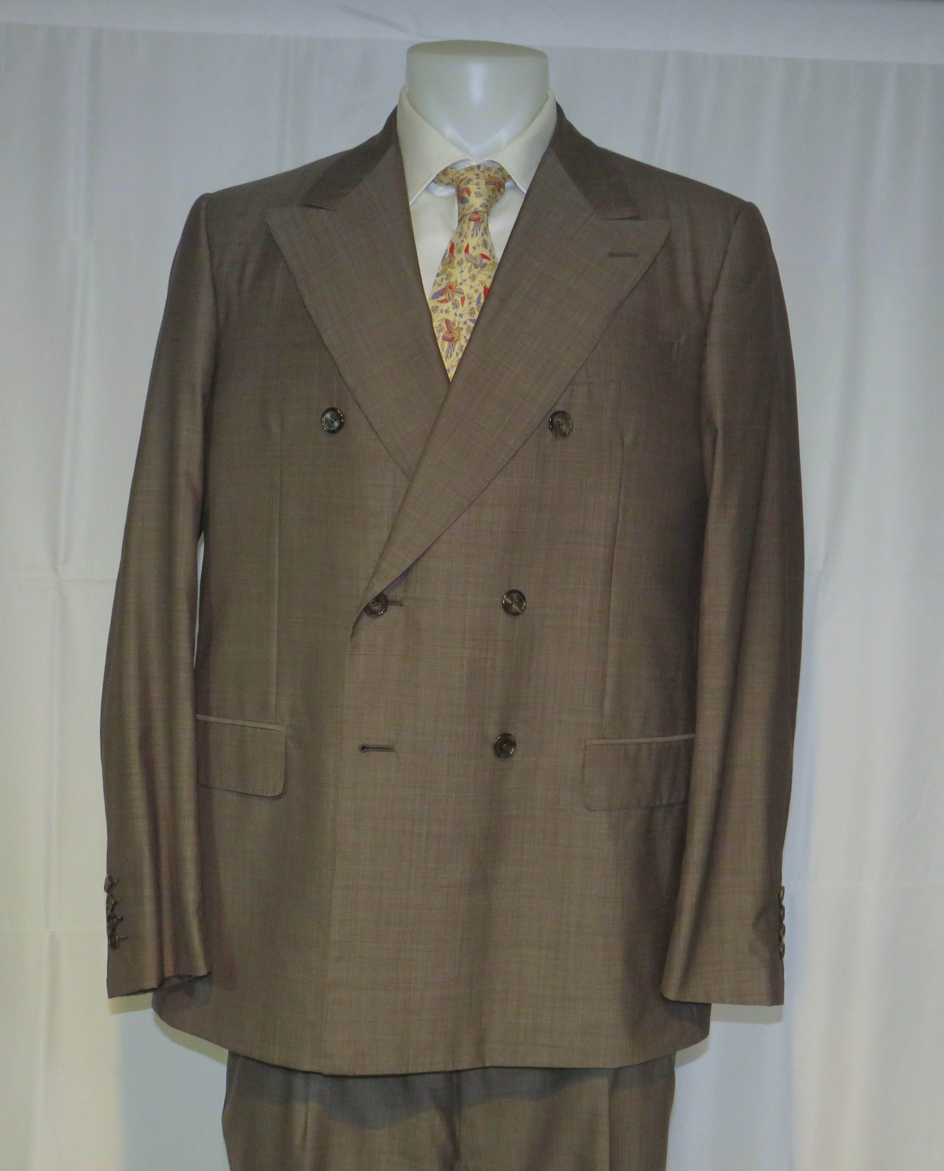 Caruso Brown Tic Pattern Silk Blend Double Breasted Suit 48R NWT Size 48R - 3 Thumbnail