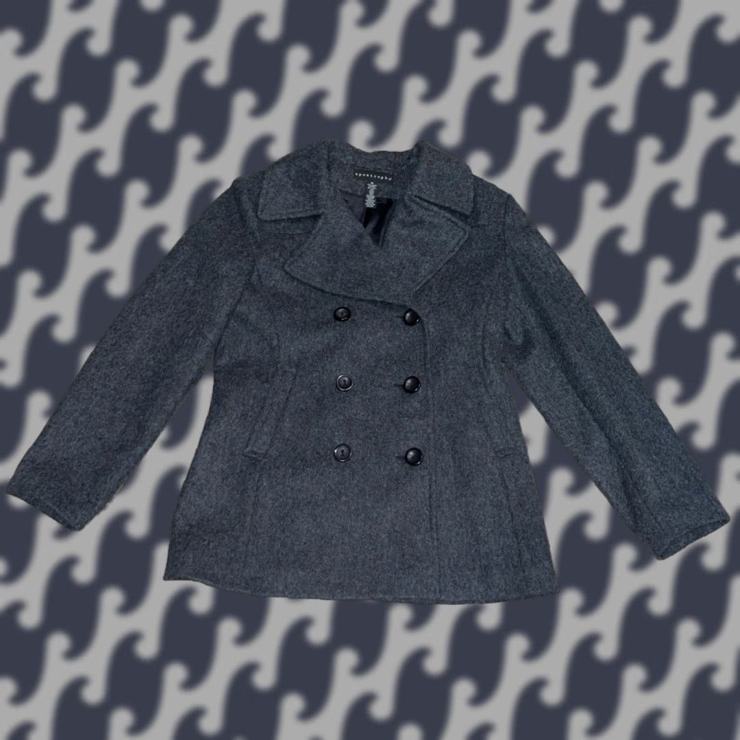 Vintage VINTAGE Apostrophe Women's Wool Buttoned Jacket Coat Lined 3 Button Gray Tweed Mid-Length Regular Size M Size M / US 6-8 / IT 42-44 - 1 Thumbnail