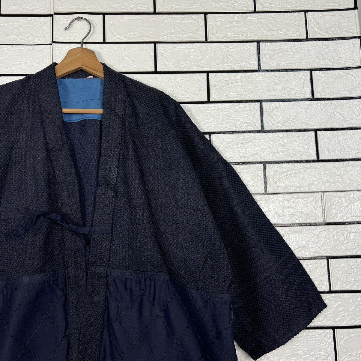 Japanese Brand Vintage Thick Weave KIMONO DarkBlue Hanten Jacket #4054-C184 Size US XL / EU 56 / 4 - 4 Thumbnail