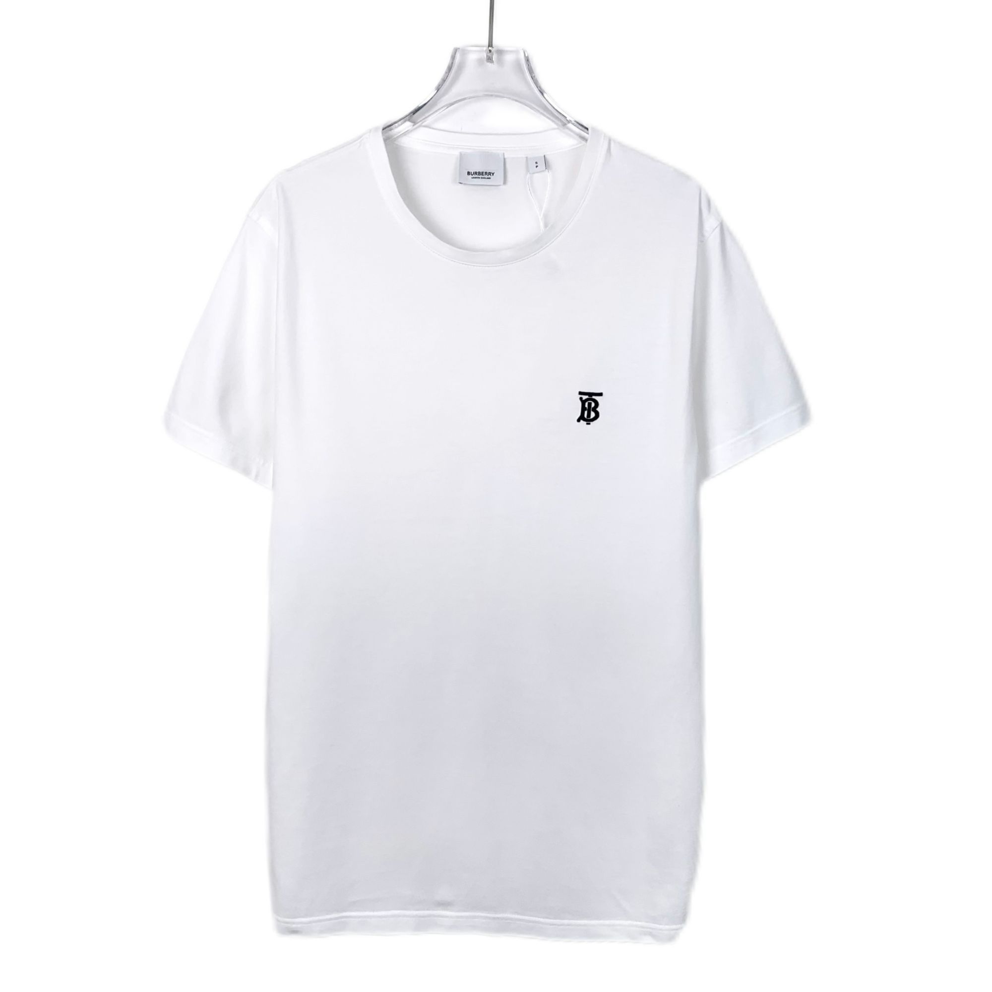 Burberry White Embroidered Logo Cotton T-Shirt Size S