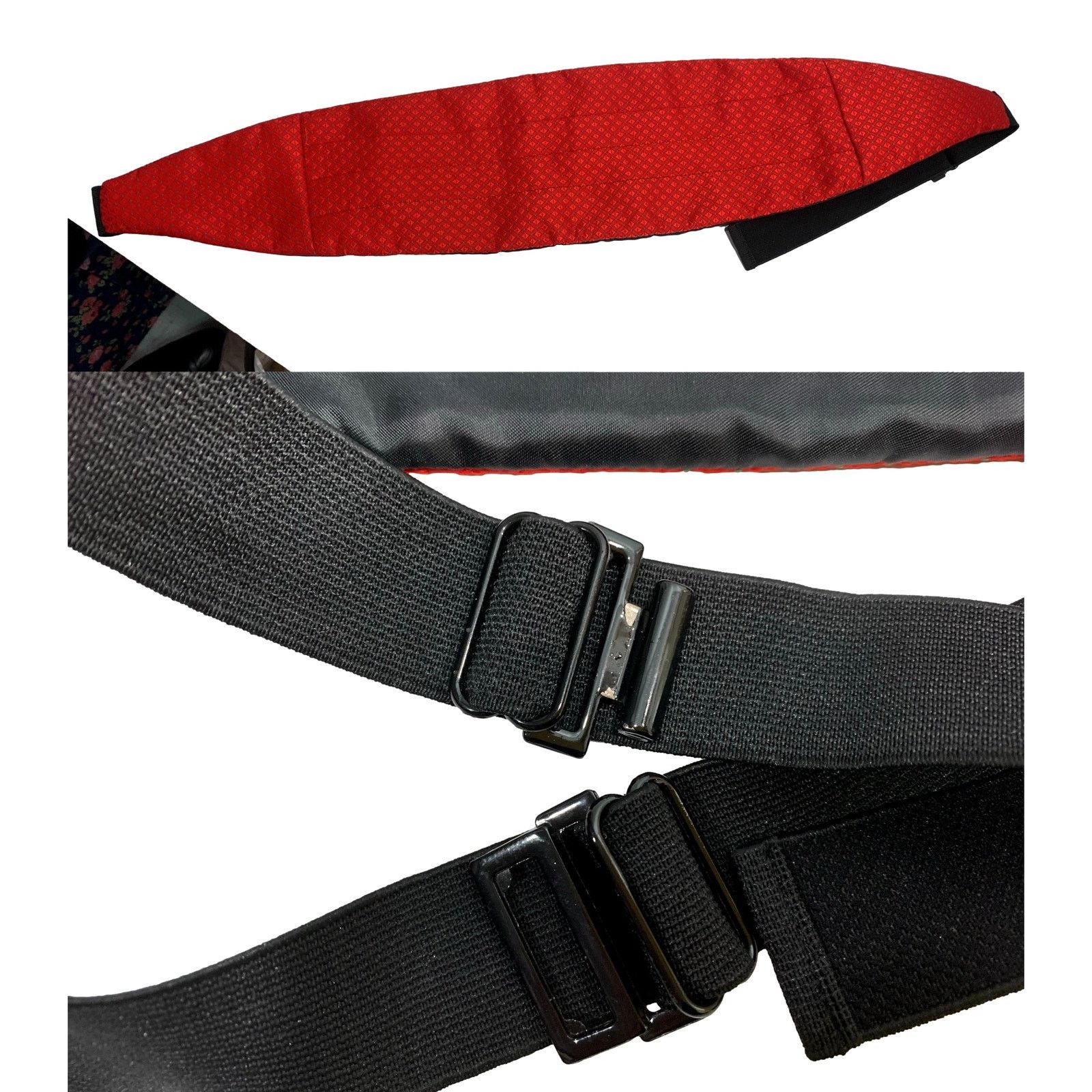 Vintage Vintage Red Patterned Cummerbund Sash Belt Adjustable Size ONE SIZE - 4 Thumbnail