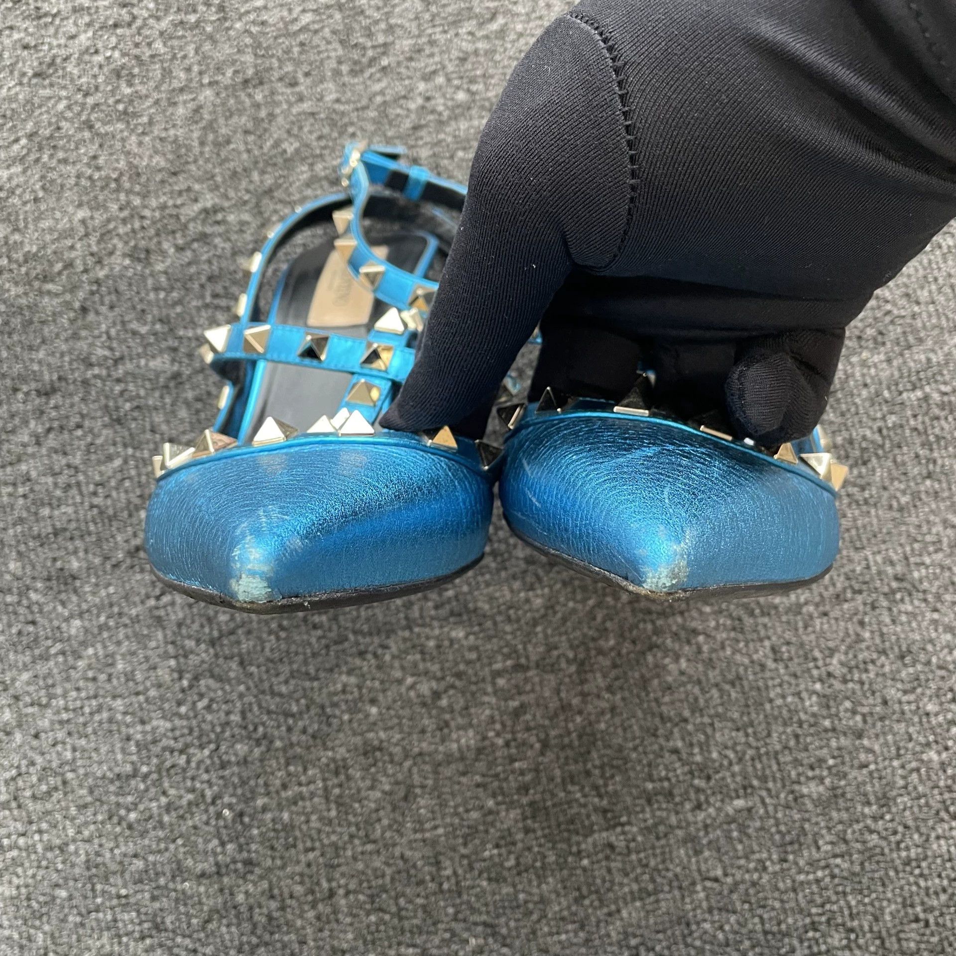 Valentino Valentino Rockstud Open Heel 10cm Roman Sandal Blue 39 Size US 8.5 / IT 38.5 - 9 Thumbnail