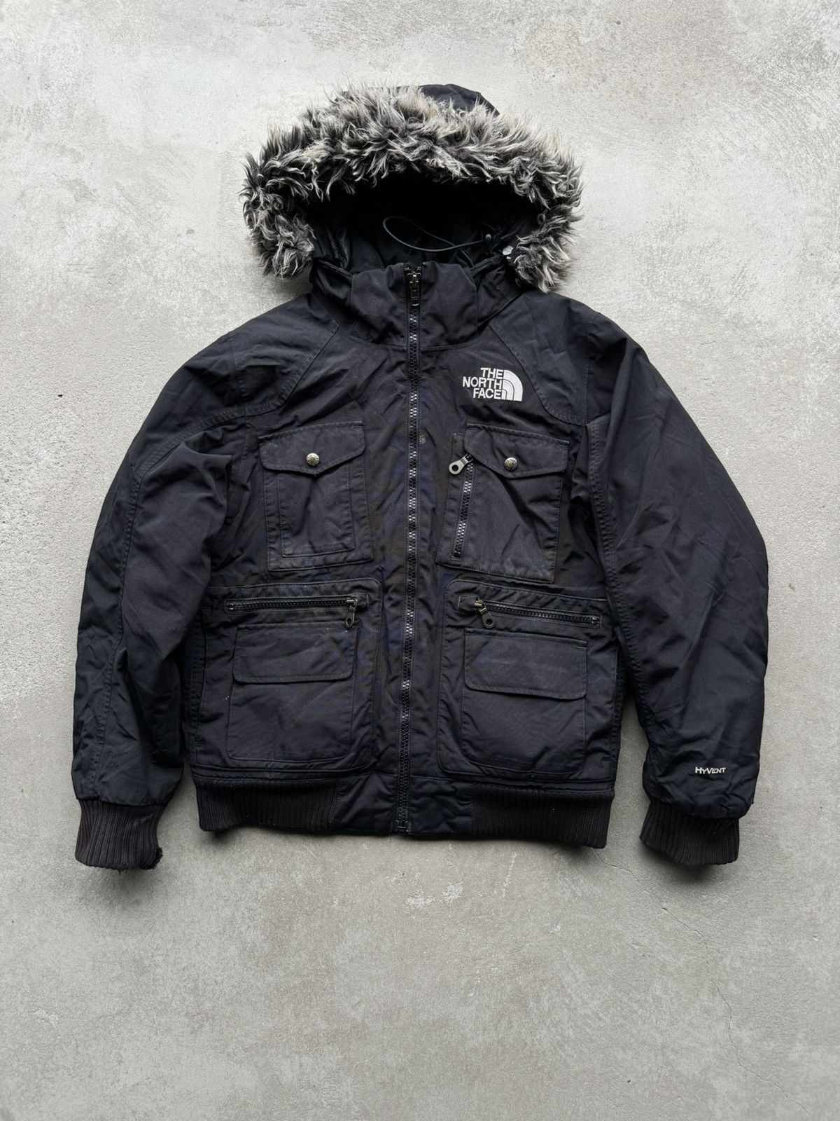 image of Hype x Outdoor Life The North Face Tnf Fur Cargo Multipocket Hyvent Jacket in Black, Men's (Size XS