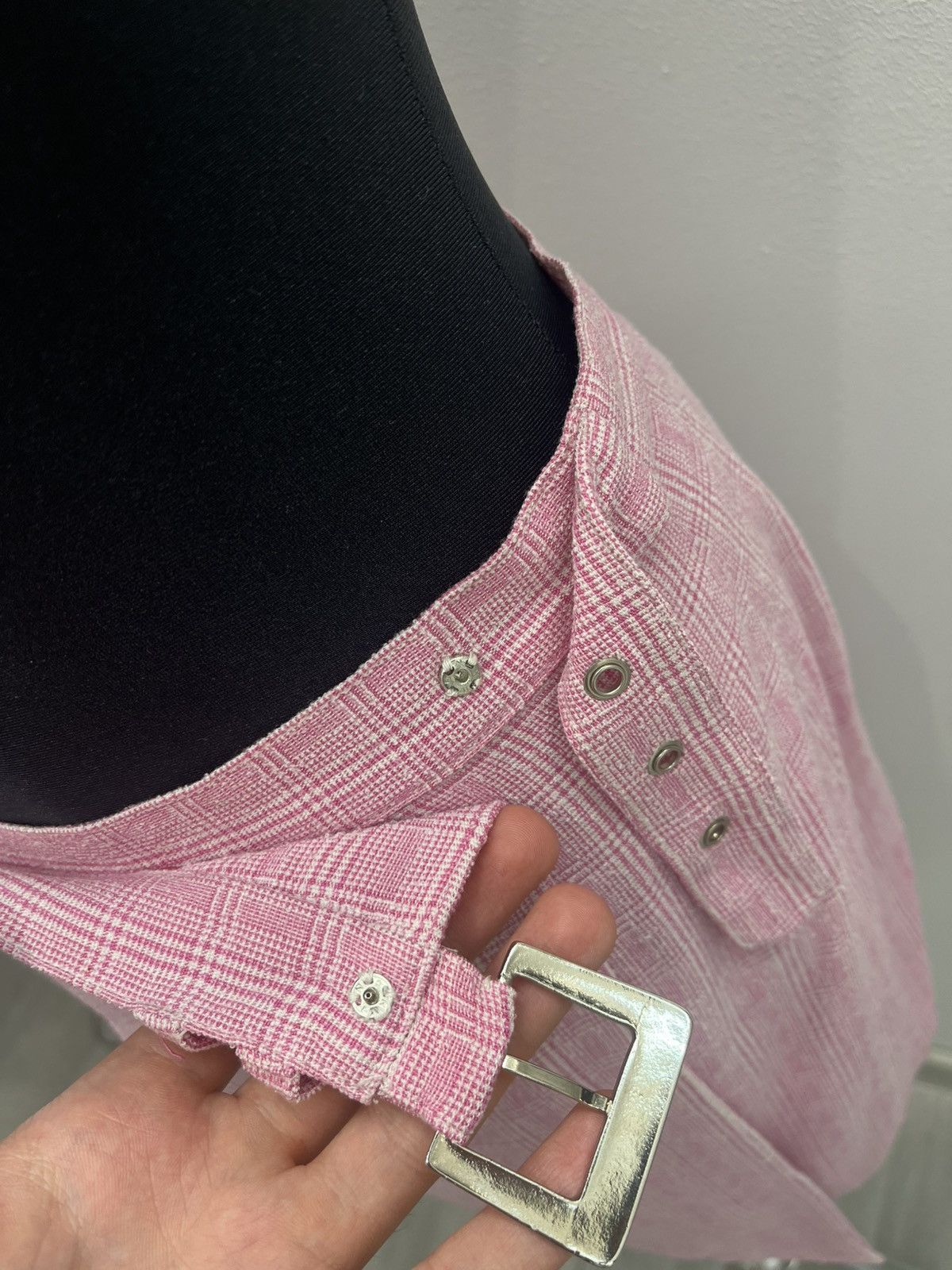 Versace Jeans Couture Vintage Archive Versace Jeans Couture Pink Check Belt Skirt Size 30" / US 8 / IT 44 - 6 Thumbnail