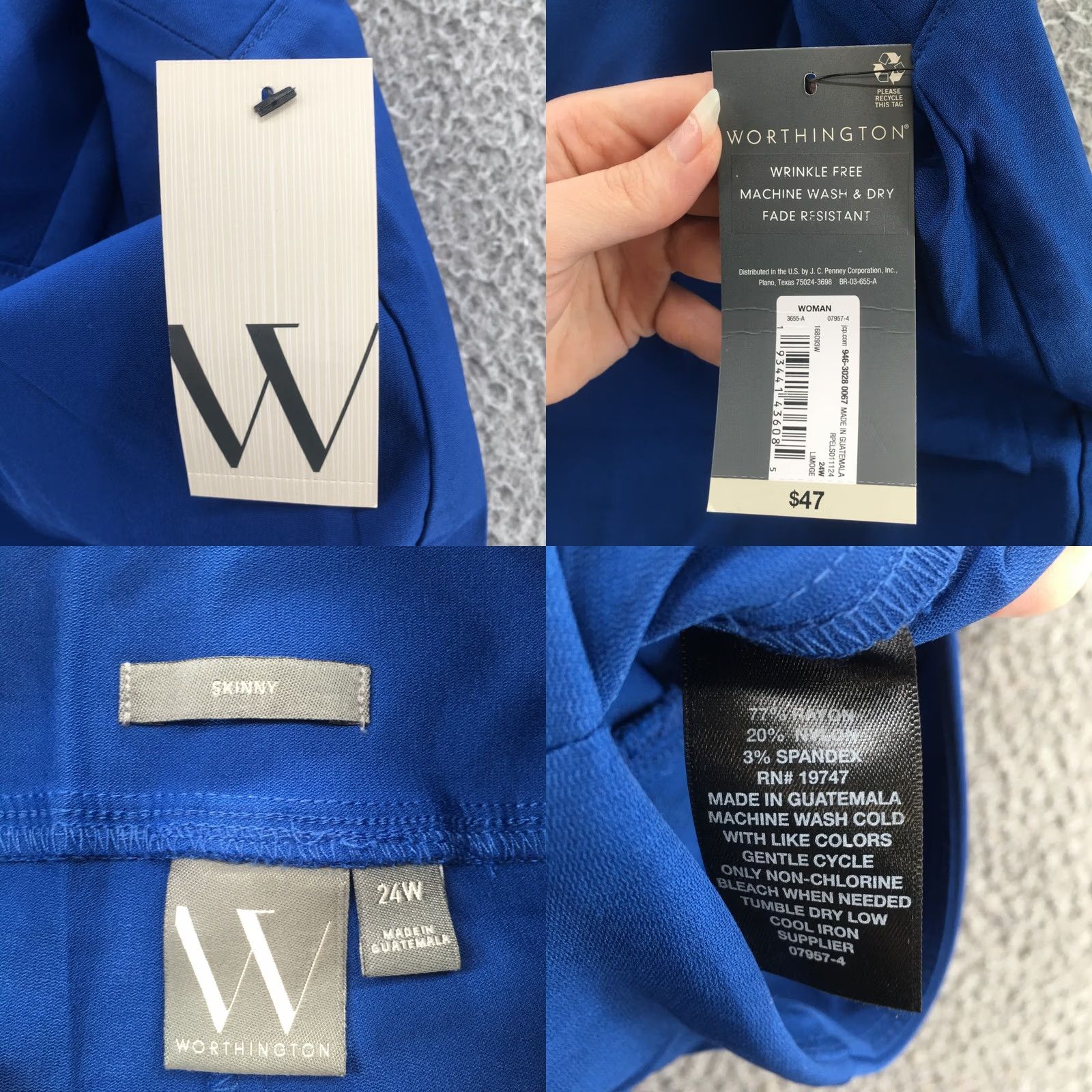 Worthington Worthington Skinny Pants Womens 24W Blue Flat Front Pull On NEW Pants Womens 24W Blue Flat Front Pull On NEW Size 42" / US 20 - 10 Thumbnail
