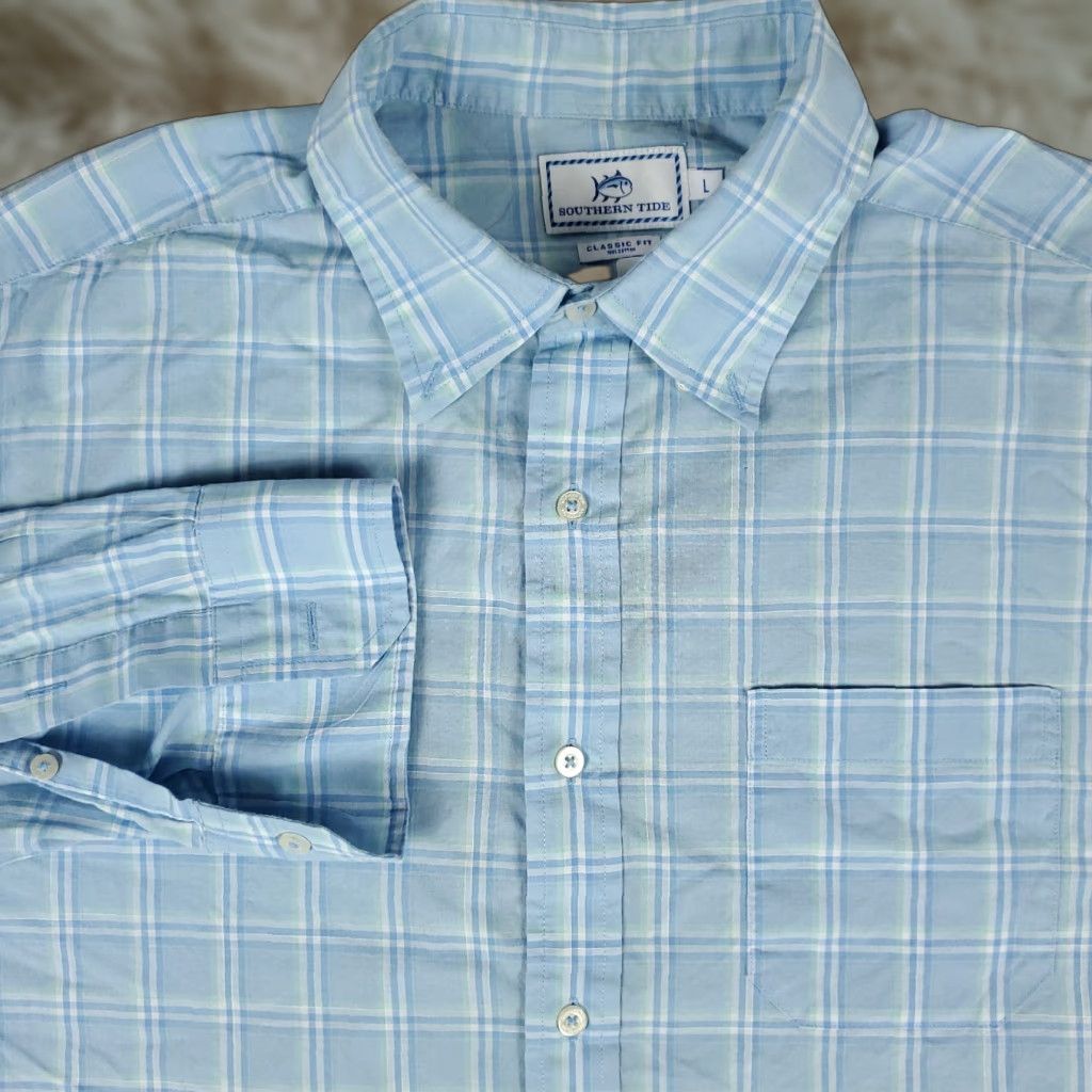 Southern Tide VINTAGE Southern Tide Men's Shirt Long Sleeve Button Up Blue Plaid Casual Business Formal Party Workwear 90s Mens Size US L / EU 52-54 / 3 - 1 Thumbnail