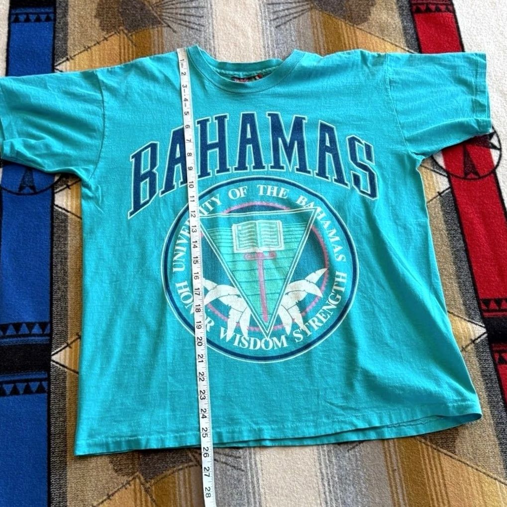 Vintage VINTAGE 90s University Of Bahamas T-Shirt Beach Large L Men Short Sleeve Solid Blue 90s College University Beach Shirt Mens Size US L / EU 52-54 / 3 - 6 Thumbnail