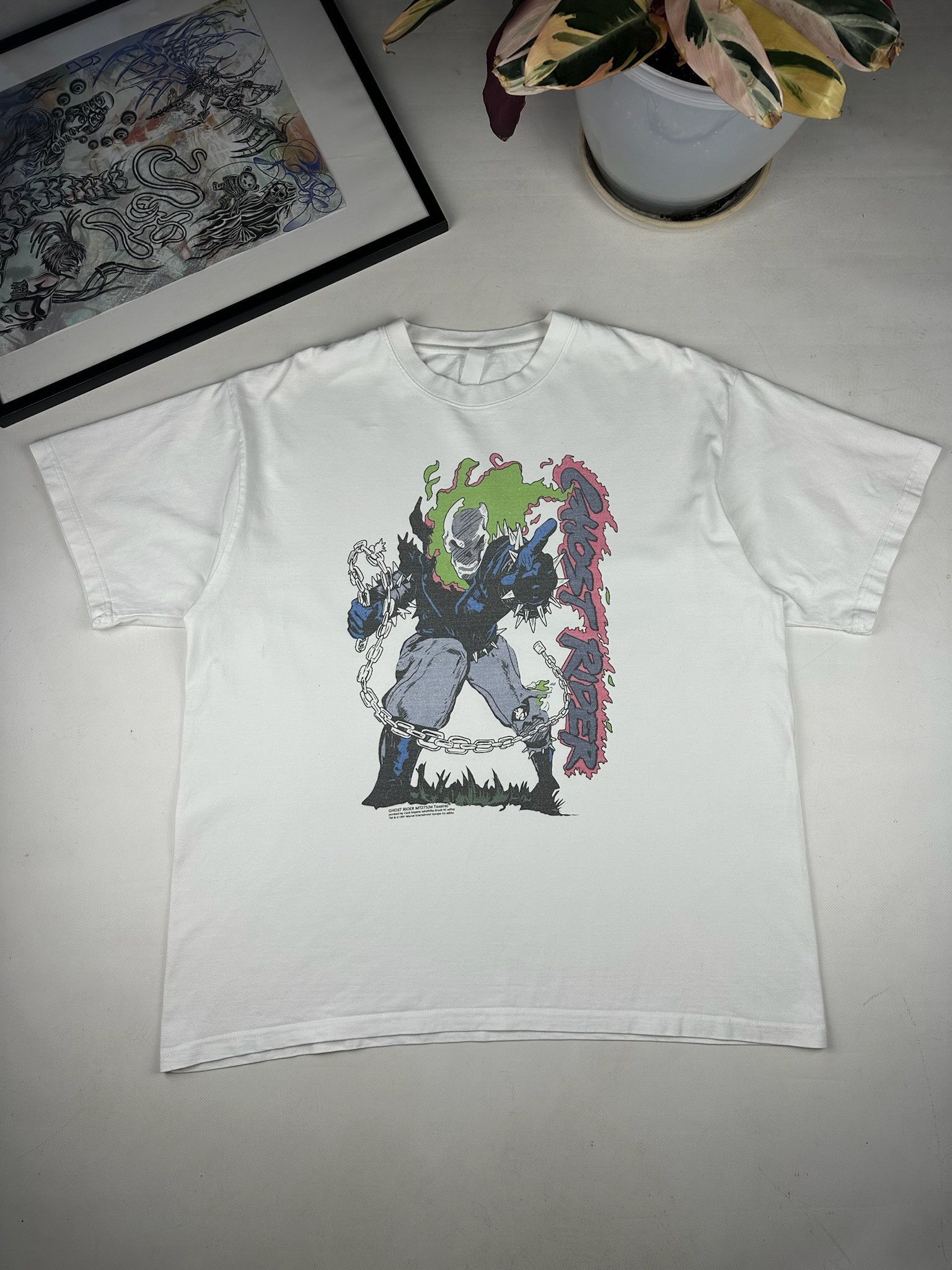 Vintage Vintage MARVEL GHOST RIDER TSHIRT Size US XL / EU 56 / 4 - 1 Thumbnail
