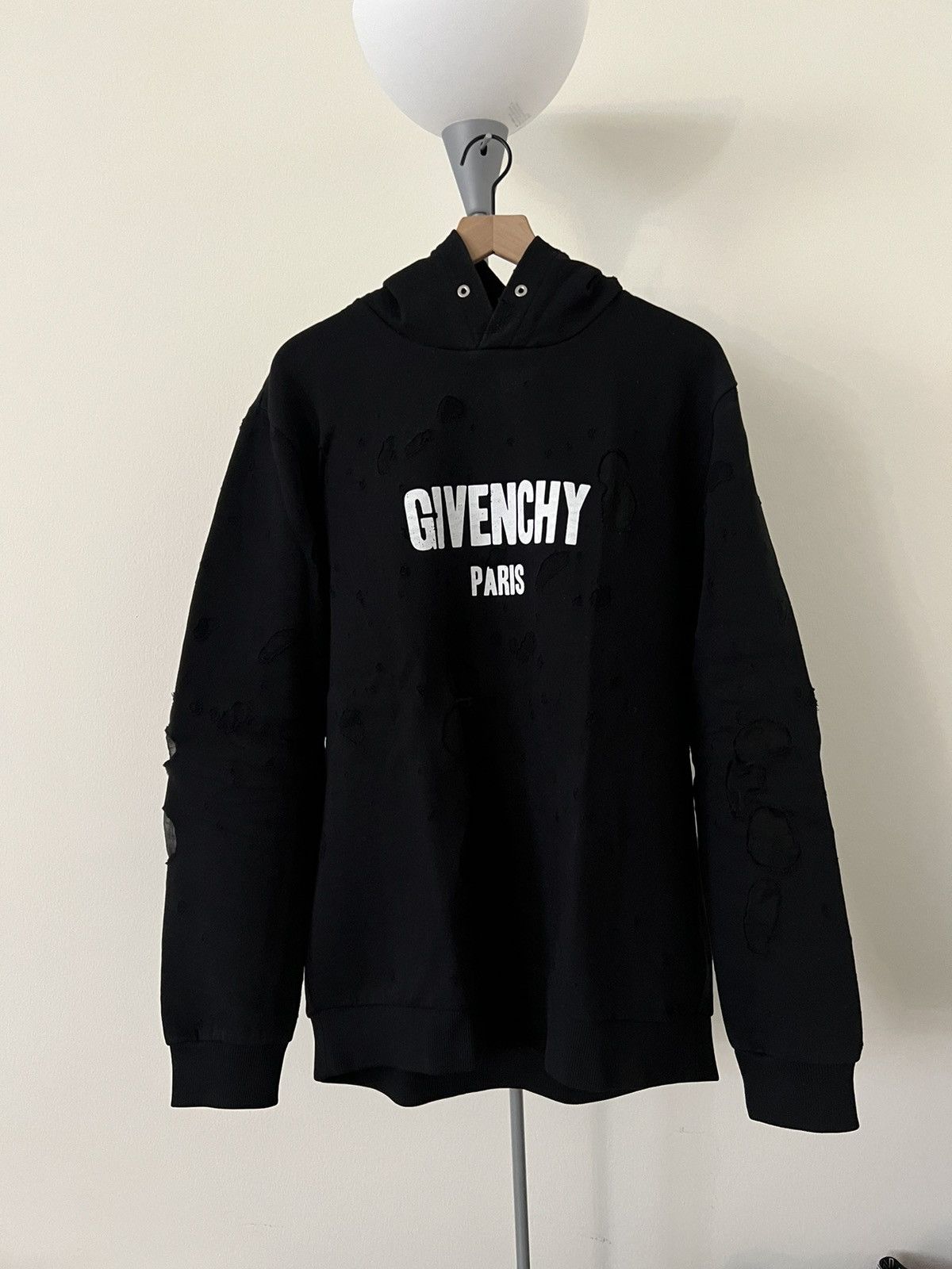 image of Givenchy Distressed Hoodie in Black, Men's (Size 2XL)