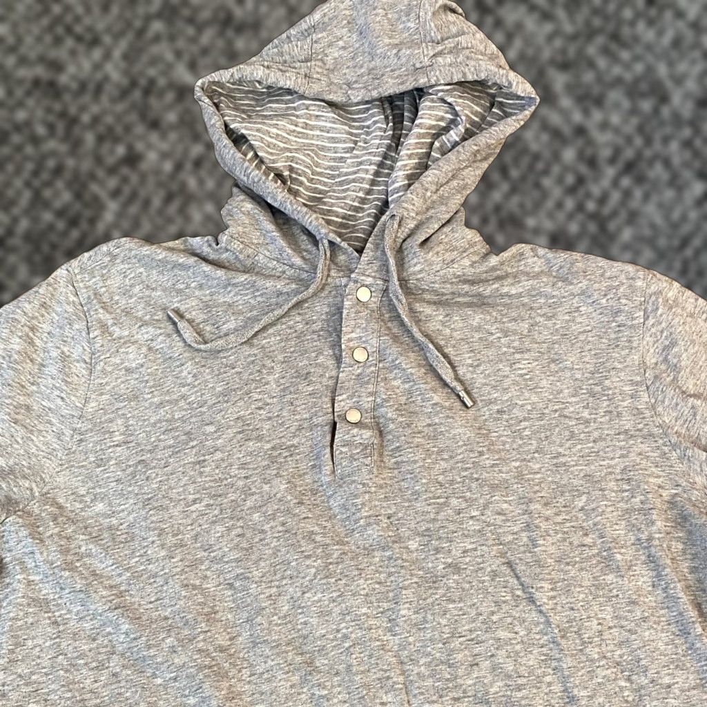 Michael Kors Michael Kors Mens XL Hoodie Henley Gray Cotton Jersey Long Sleeve Hooded Lightweight Lined Snap Button Shirting? Size US XL / EU 56 / 4 - 1 Thumbnail