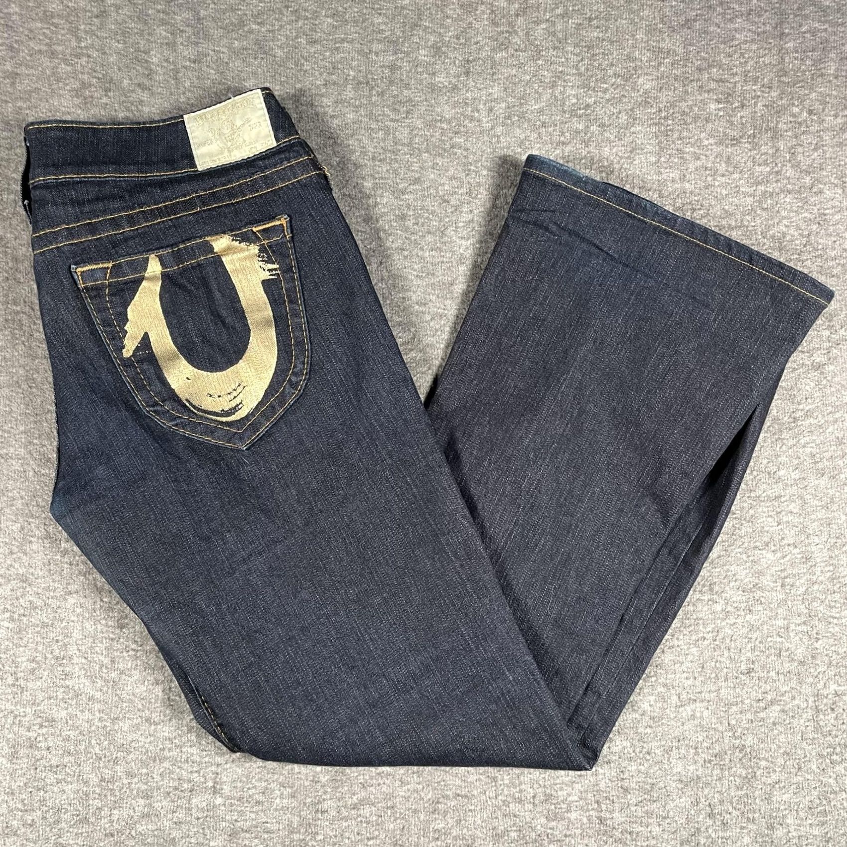 True Religion VINTAGE True Religion Jeans Womens 31 Dark Wash Bootcut Horseshoe Logo Stretch Made USA Size 24" / US 00 / IT 34 - 2 Thumbnail