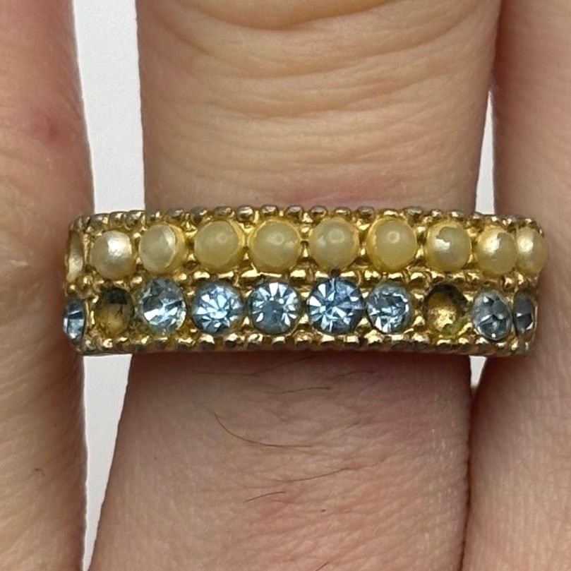 Other Gold & Blue Pearl Ring Size ONE SIZE - 1 Thumbnail