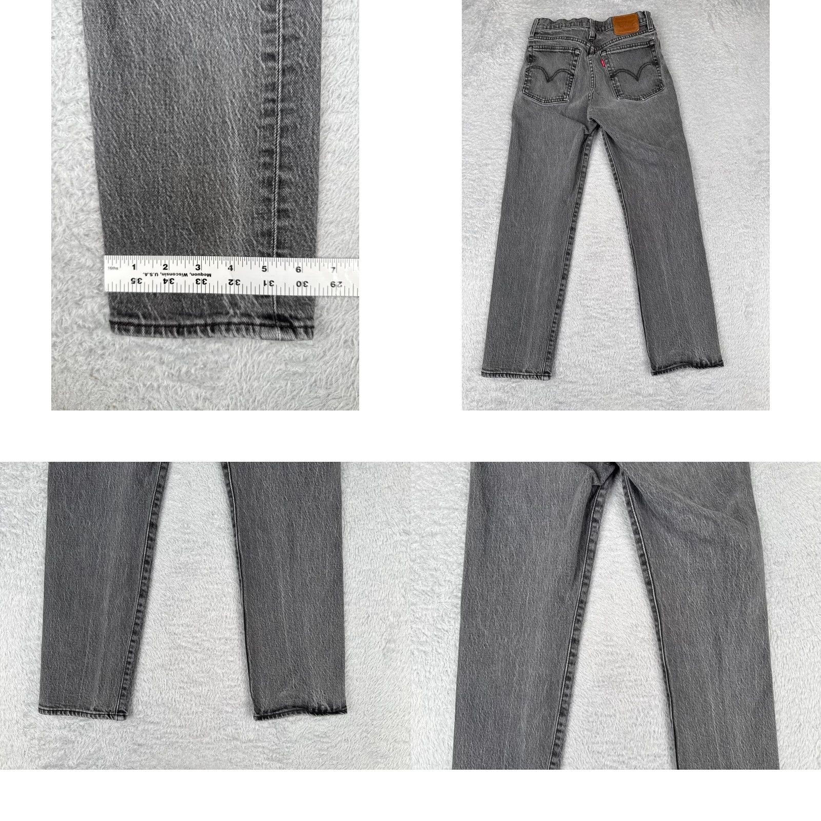 Levi's Levis Premium Jeans Womens 25 Black Denim Big E Wedgie Straight Mid Rise 24x25 Size 24" / US 00 / IT 34 - 10 Thumbnail