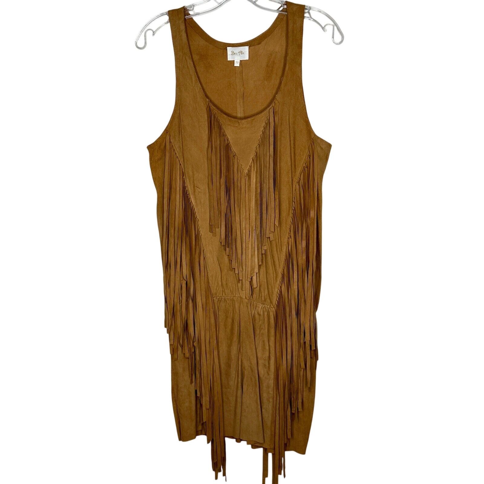Other Belair Calvi Camel Goat Suede Sleeveless Fringed Dress T2 Size XS / US 0-2 / IT 36-38 - 1 Thumbnail