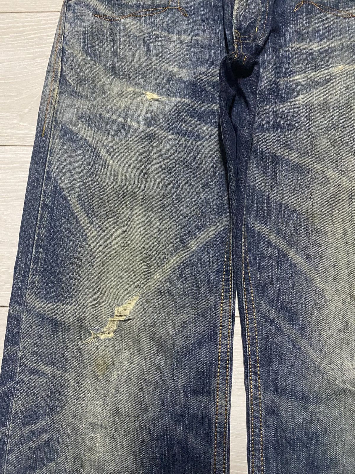 Junya Watanabe Vintage Edwin XV Mud Wash Diatressed Baggy Jeans Size US 32 / EU 48 - 7 Thumbnail