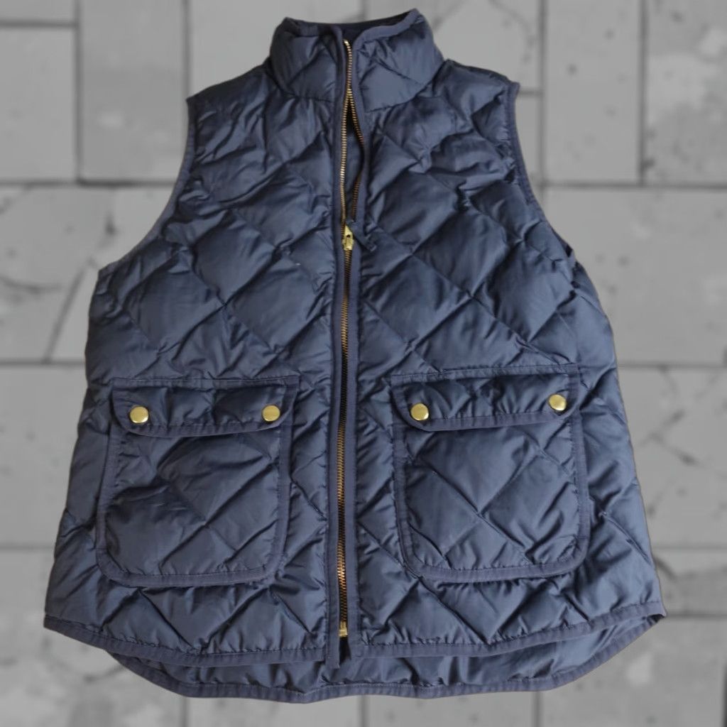 J.Crew J.Crew Womens Vest Full Zip Puffer Quilted Down Blue Medium Regular Coat/Outerwear Front Zip Size M / US 6-8 / IT 42-44 - 1 Thumbnail