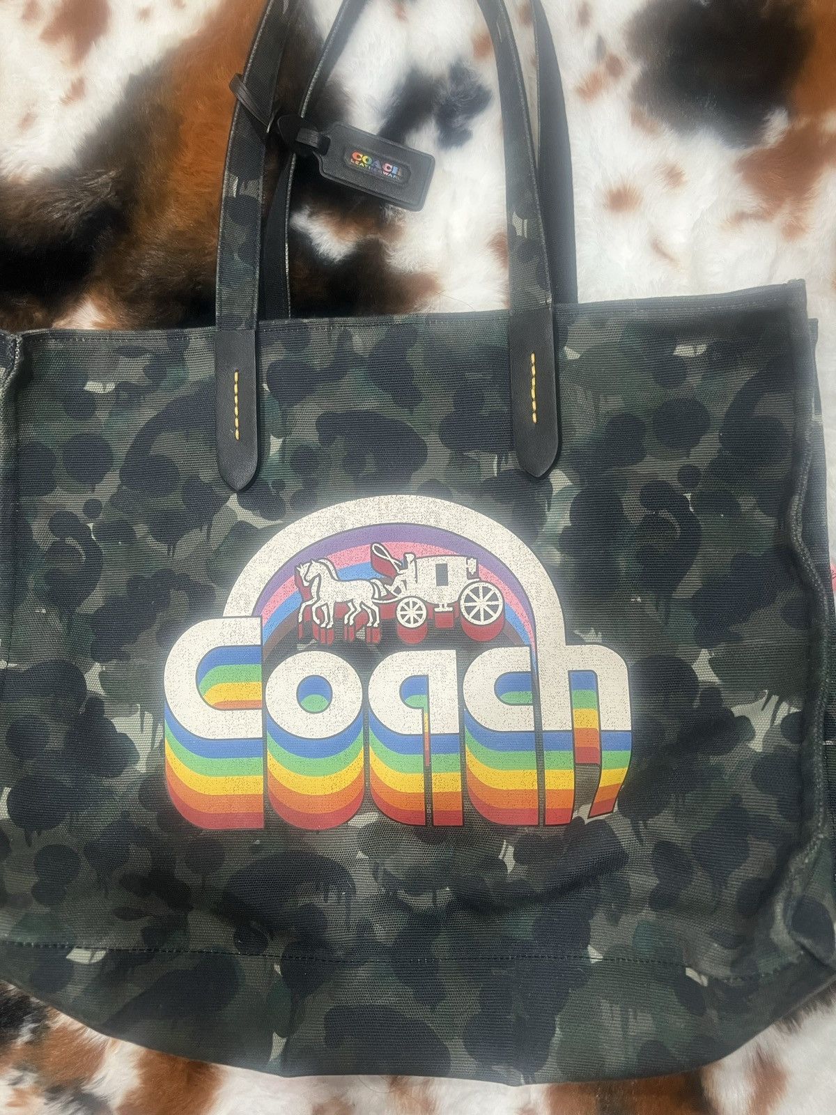 image of Coach Rainbow Tote in Gold, Women's