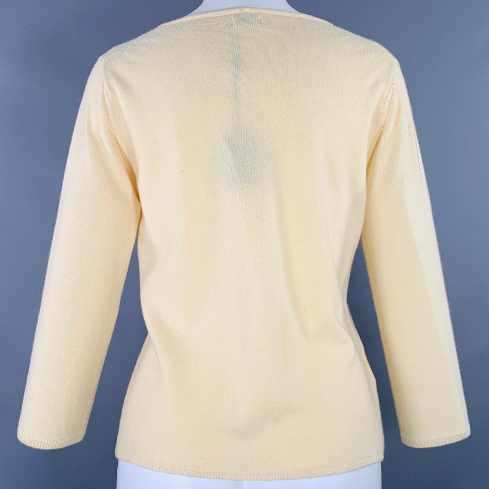 Other MAXSTUDIO Size M Yellow Cashmere Knit Ruffle Cardigan Size M / US 6-8 / IT 42-44 - 3 Thumbnail