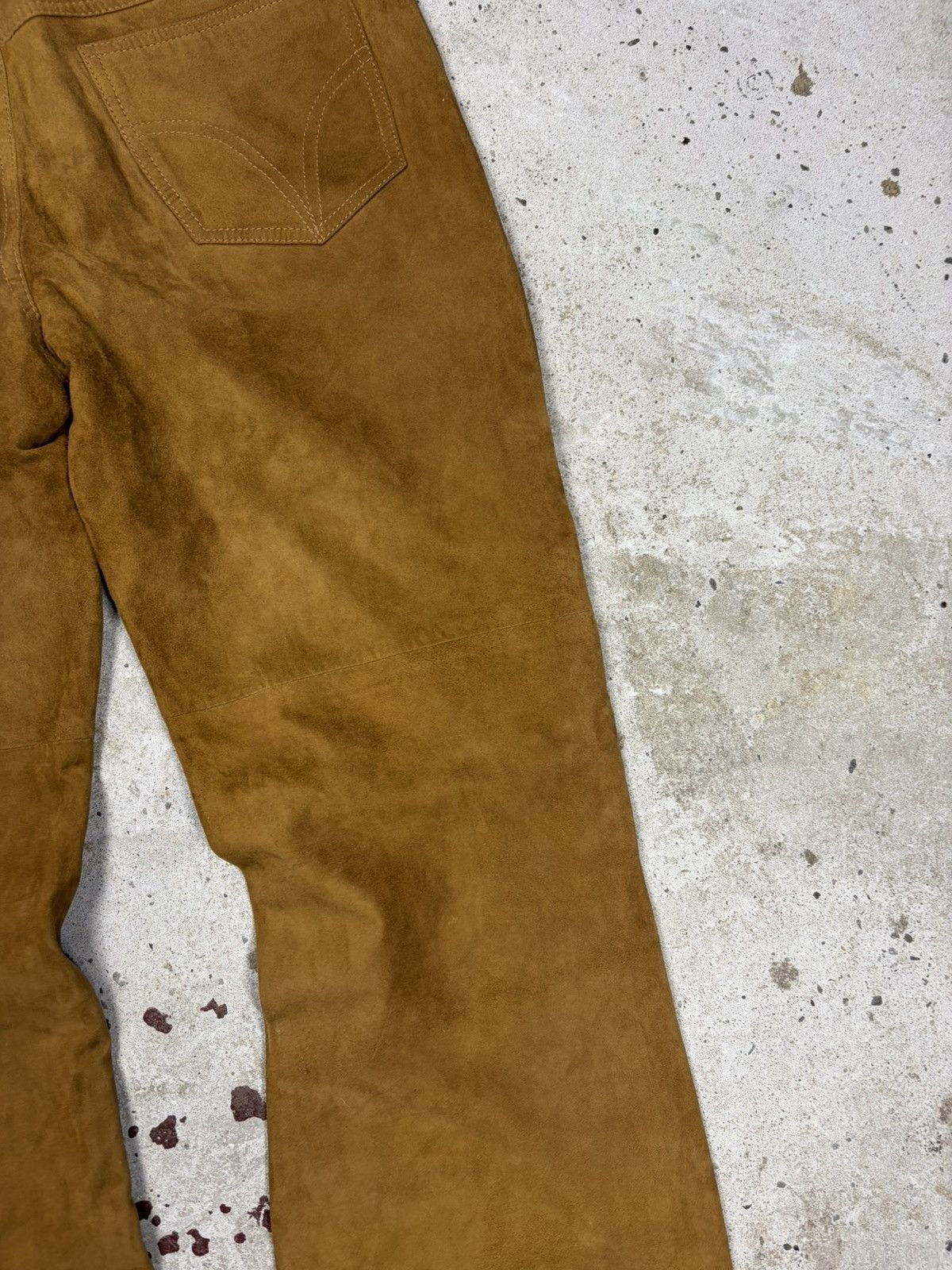 Dolce & Gabbana 2000s Dolce & Gabbana Camel Suede Leather Bootcut Pants Flar Size US 31 - 18 Thumbnail