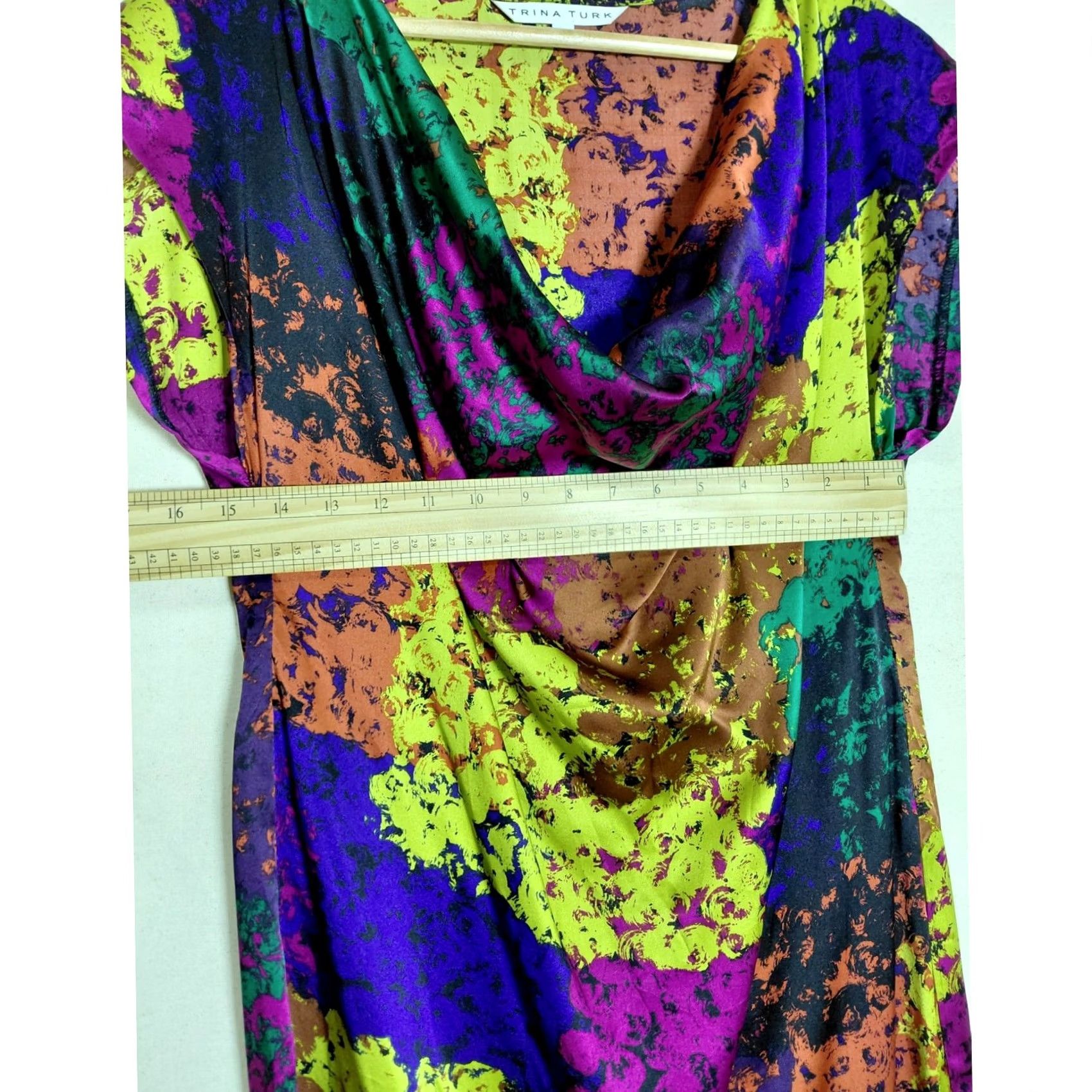 Trina Turk Trina Turk Silk Multicolor Knee Length Graphic Dress Size 6 Size 28" / US 6 / IT 42 - 7 Thumbnail